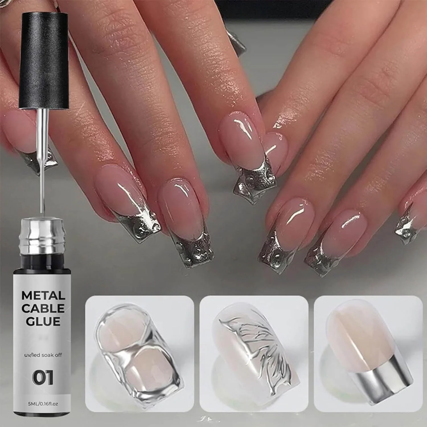 لاک ژل آینه ای متالیک LBOYLOVE®، 3 عددی، ژل طراحی ناخن با افکت فلزی، لاک ژل کروم سه بعدی برای سالن و استفاده خانگی