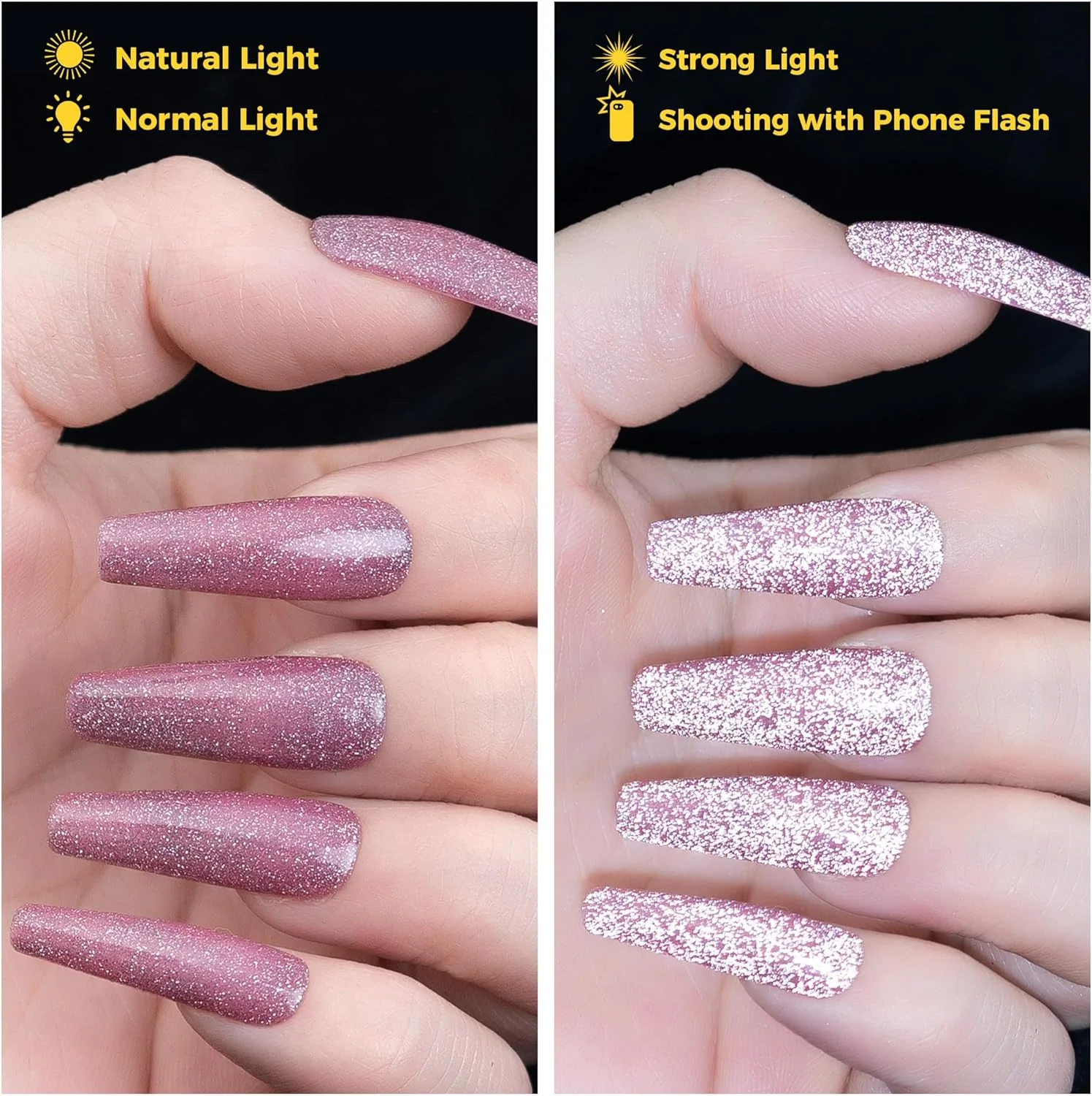 لاک ژل اکلیلی بازتابنده بورانو، 7.3 میلی لیتر لاک ژل دیسکو براق و درخشان، لاک ژل اکلیلی هولوگرافیک، مناسب برای طراحی ناخن، مانیکور سالنی، استفاده شخصی در خانه، نیاز به لامپ UV (صورتی تیره) DG16