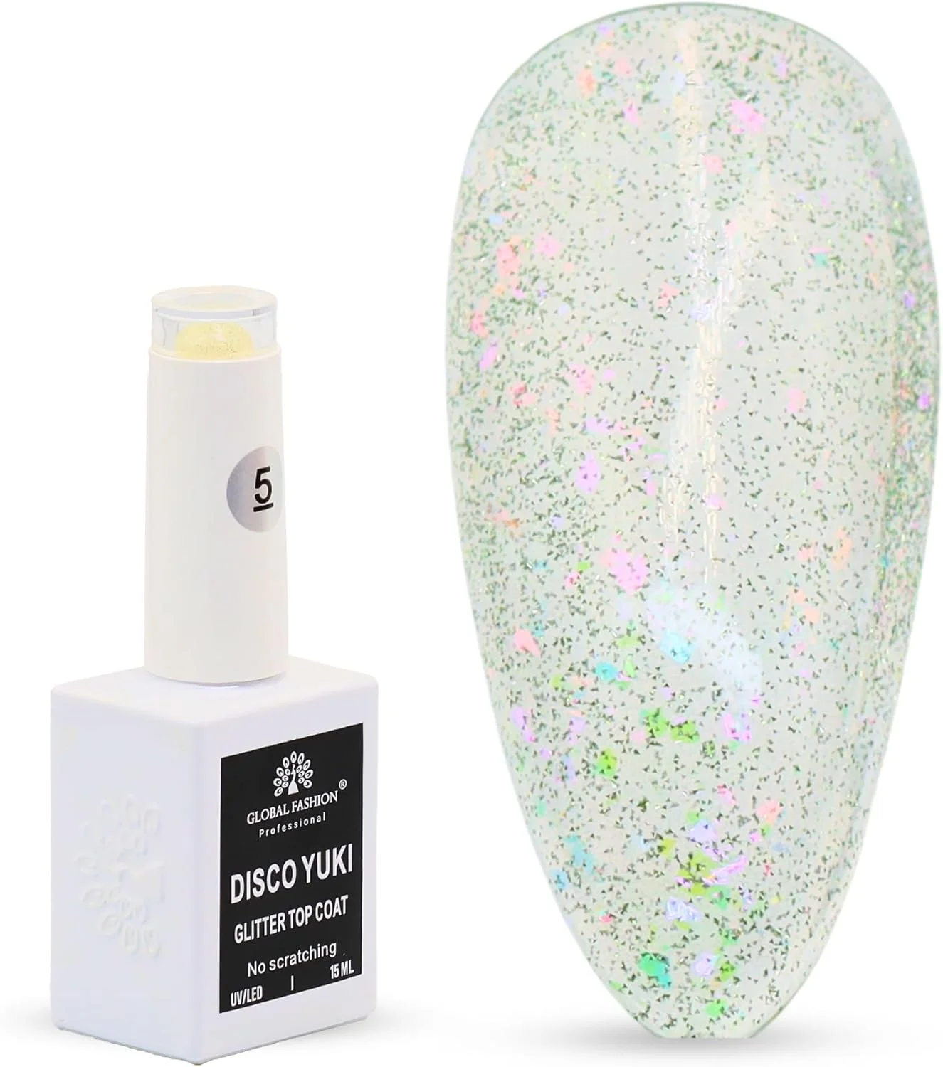 لاک ژل تاپ کت دیزکو یوکی کریستال دیاموند گلو، پولیش ژلی یو وی/ال ای دی، ماندگاری بالا بدون نیاز به پاک کردن، مقاوم در برابر لب پر شدن، درخشش ناخن 15 میلی لیتری برای ناخن های طبیعی و اکریلیک (5: Mint Frost Gleam، 15ml)