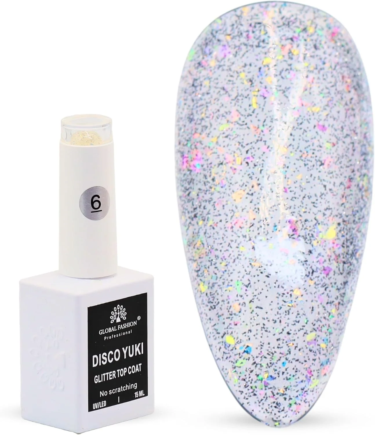 لاک ژل تاپ کت دیزکو یوکی کریستال دیاموند گلو، پولیش ژل UV/LED، ماندگاری طولانی بدون نیاز به پاک کردن، مقاوم در برابر لب پر شدن، درخشش 15 میلی لیتری ناخن برای ناخن های طبیعی و اکریلیک (6: درخشش نقره ای استارداست، 15 میلی لیتر)