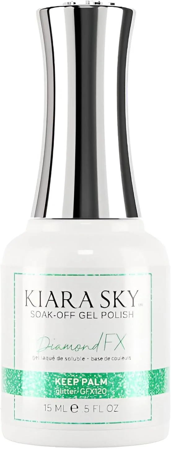 لاک ژل کیارا اسکای DiamondFX بازتابنده اکلیلی با اثر درخشش پودر الماس، 15 میل، Keep Palm (سبز)