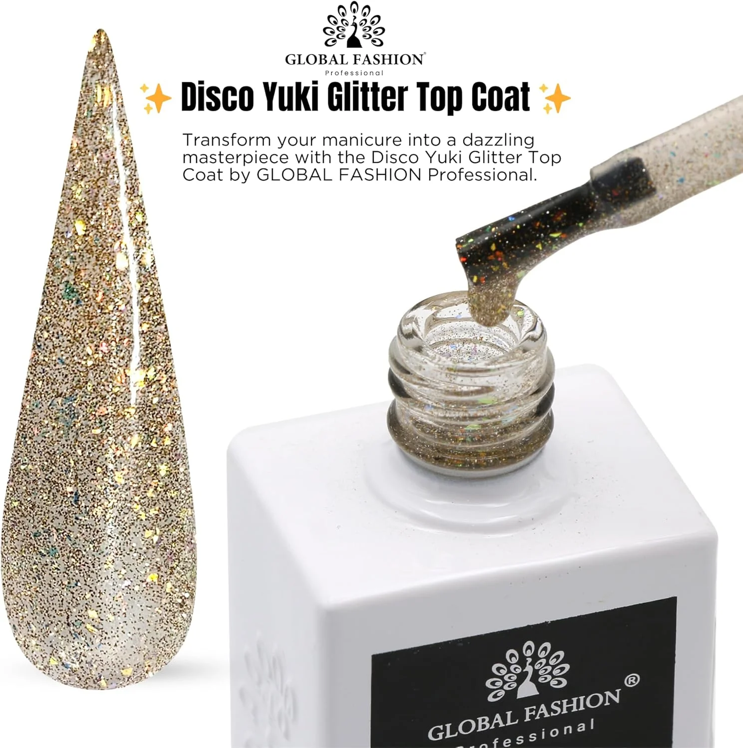 لاک ژل تاپ کت اکلیلی Disco Yuki Crystal Diamond Glow، پولیش ژل UV/LED، ماندگاری طولانی بدون نیاز به پاک کردن، مقاوم در برابر لب پر شدن، درخشش ناخن 15 میلی لیتری برای ناخن های طبیعی و اکریلیک (2: اکلیل طلایی شامپاین، 15 میلی لیتر)