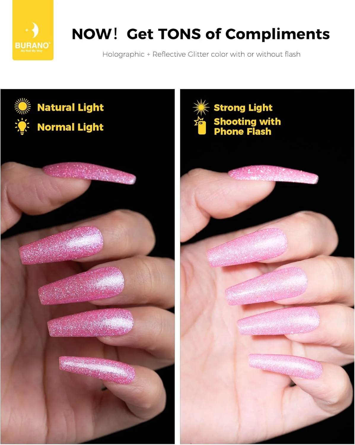 لاک ژل ناخن بازتابنده بورانو 7.3 میلی لیتر، لاک ژل اکلیلی الماس ناخن، رنگ پاییزی درخشان، اکلیل هولوگرافی (JL5)