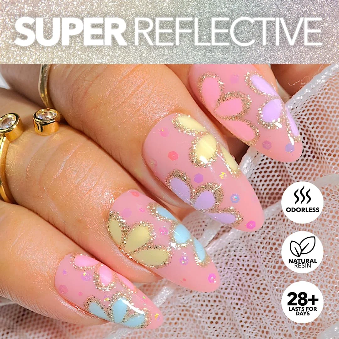 لاک ژل کیارا اسکای DiamondFX بازتابنده اکلیلی با اثر درخشش پودر الماس، 15 میل، Keep Palm (سبز)