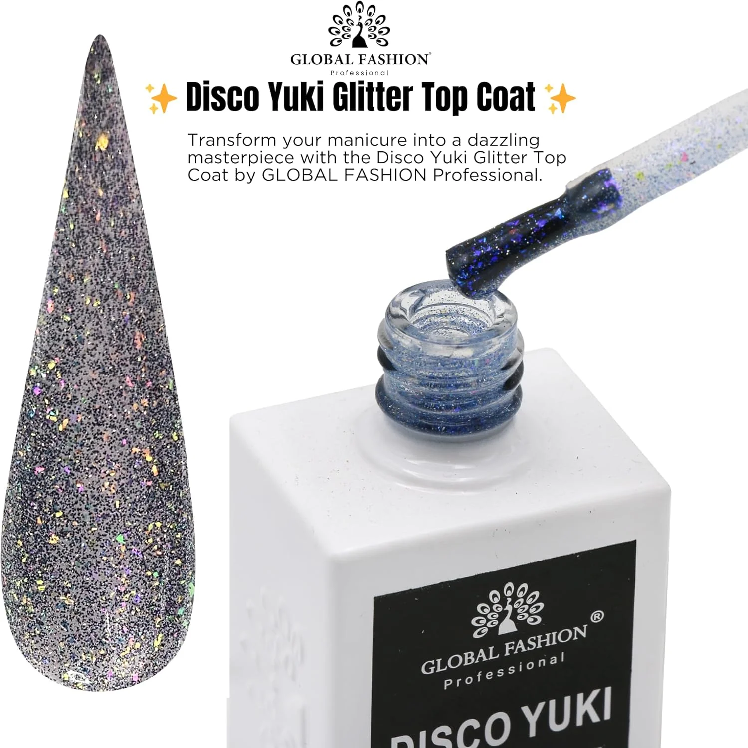 لاک ژل تاپ کت دیزکو یوکی کریستال دیاموند گلو، پولیش ژل UV/LED، ماندگاری طولانی بدون نیاز به پاک کردن، مقاوم در برابر لب پر شدن، درخشش 15 میلی لیتری ناخن برای ناخن های طبیعی و اکریلیک (6: درخشش نقره ای استارداست، 15 میلی لیتر)