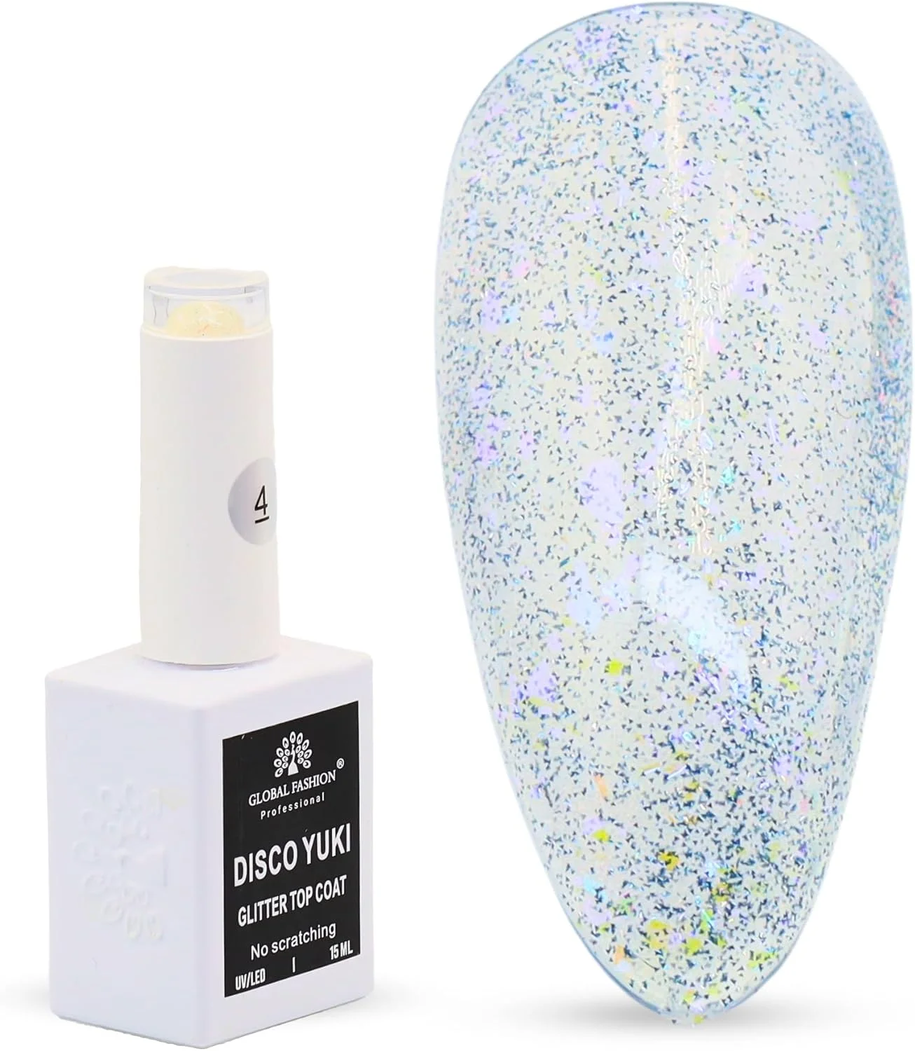 لاک ژل تاپ کت دیزکو یوکی کریستال دیاموند گلو، پولیش ژلی UV/LED، ماندگاری طولانی، بدون نیاز به پاک کردن، پوشش براق اکلیلی، درخشش 15 میلی لیتری ناخن برای ناخن های طبیعی و اکریلیک (4: Arctic Ice Shimmer، 15ml)