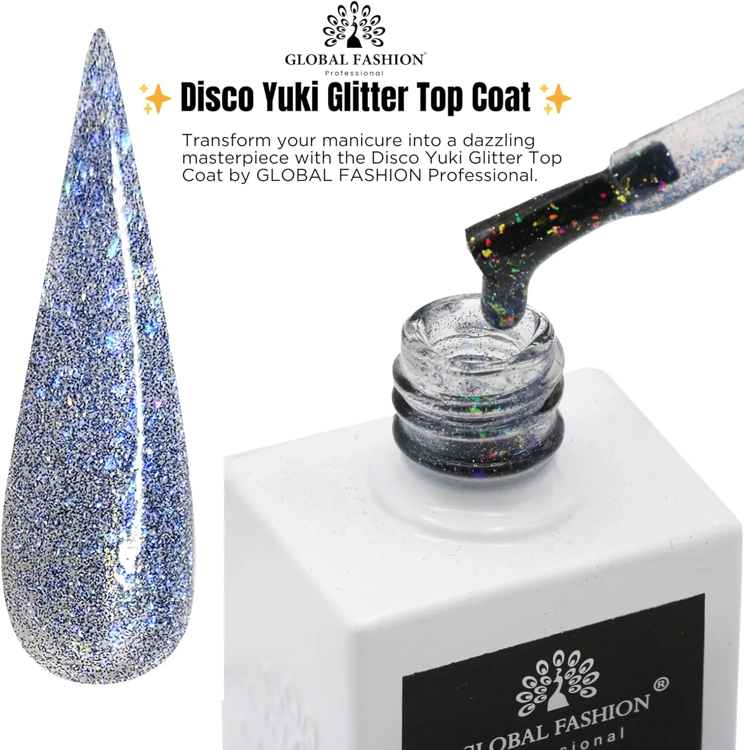 لاک ژل تاپ کت دیزکو یوکی کریستال دیاموند گلو، پولیش ژلی UV/LED، ماندگاری طولانی، بدون نیاز به پاک کردن، پوشش براق اکلیلی، درخشش 15 میلی لیتری ناخن برای ناخن های طبیعی و اکریلیک (4: Arctic Ice Shimmer، 15ml)