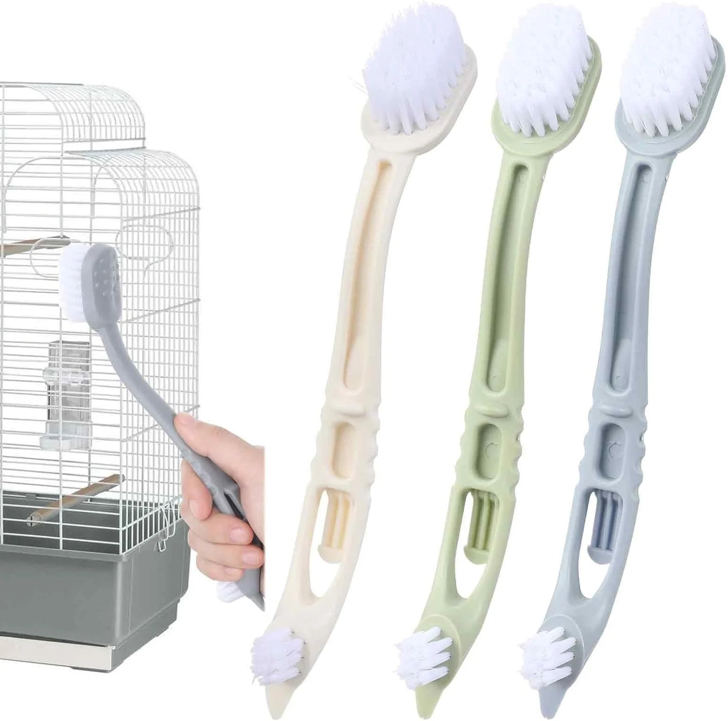 ست 3 عددی برس تمیز کننده قفس پرنده، با دو سر برس پلاستیکی، ابزار دسته بلند، برای تمیز کردن آسان و عمیق، لوازم جانبی ضروری و چند منظوره مراقبت از پرندگان، سبز، خاکستری، بژ ست 3 عددی برس تمیز کننده قفس پرنده، با دو سر برس پلاستیکی، ابزار دسته بلند، برای تمیز کردن آسان و عمیق، لوازم جانبی ضروری و چند منظوره مراقبت از پرندگان، سبز، خاکستری، بژ