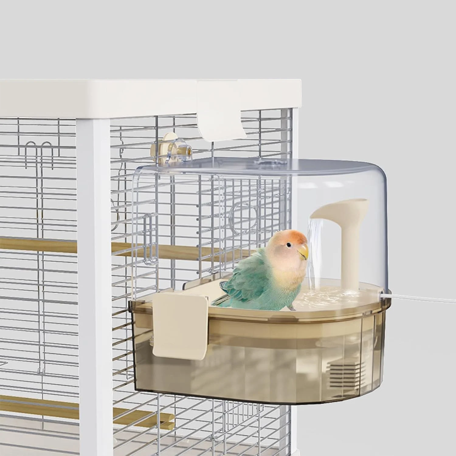 حمام پرنده با گردش آب داخلی، حمام آویز پرنده برای قفس، لوازم جانبی پرنده برای قفس، جعبه دوش طوطی برای مرغ عشق، مرغ مینا، کانور، عروس هلندی، خاکستری آفریقایی. (20cm*17.5cm*20cm) حمام پرنده با گردش آب داخلی، حمام آویز پرنده برای قفس، لوازم جانبی پرنده برای قفس، جعبه دوش طوطی برای مرغ عشق، مرغ مینا، کانور، عروس هلندی، خاکستری آفریقایی. (20cm*17.5cm*20cm)