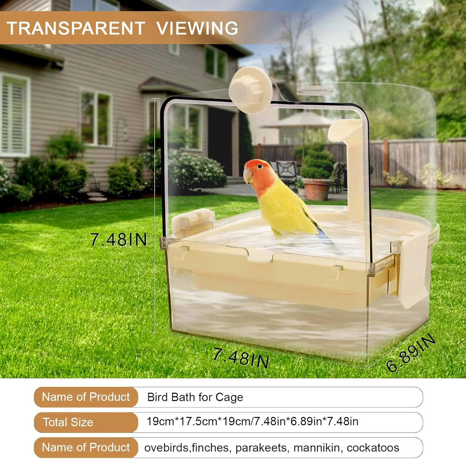 حمام پرنده با گردش آب داخلی، حمام آویز پرنده برای قفس، لوازم جانبی پرنده برای قفس، جعبه دوش طوطی برای مرغ عشق، مرغ مینا، کانور، عروس هلندی، خاکستری آفریقایی. (20cm*17.5cm*20cm) حمام پرنده با گردش آب داخلی، حمام آویز پرنده برای قفس، لوازم جانبی پرنده برای قفس، جعبه دوش طوطی برای مرغ عشق، مرغ مینا، کانور، عروس هلندی، خاکستری آفریقایی. (20cm*17.5cm*20cm)