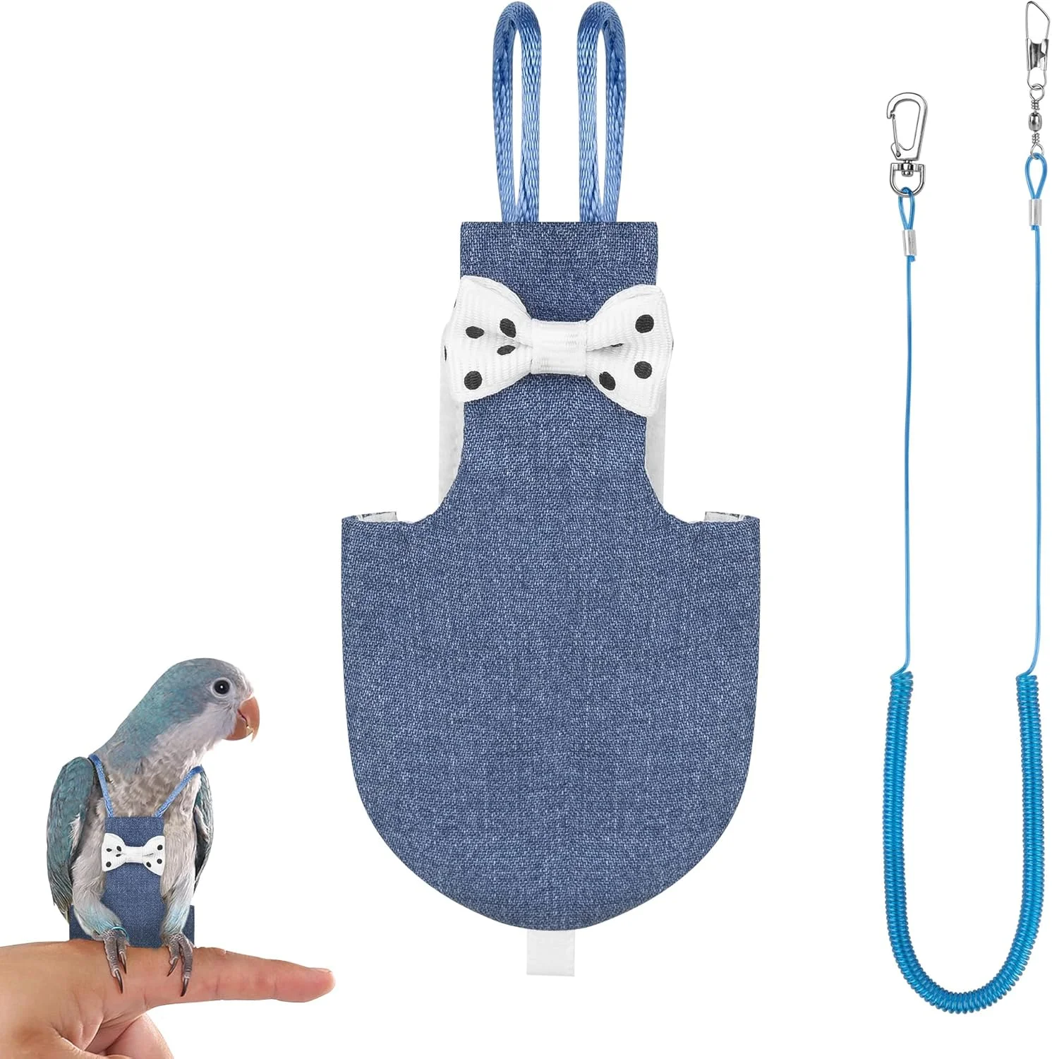 لباس طوطی، لباس پرواز پرنده، مهار پرنده، پوشک قابل تنظیم طوطی، پوشک پرنده قابل شستشو، پوشک طوطی پرنده با طناب آموزشی الاستیک (1 عدد آبی جین) لباس طوطی، لباس پرواز پرنده، مهار پرنده، پوشک قابل تنظیم طوطی، پوشک پرنده قابل شستشو، پوشک طوطی پرنده با طناب آموزشی الاستیک (1 عدد آبی جین)