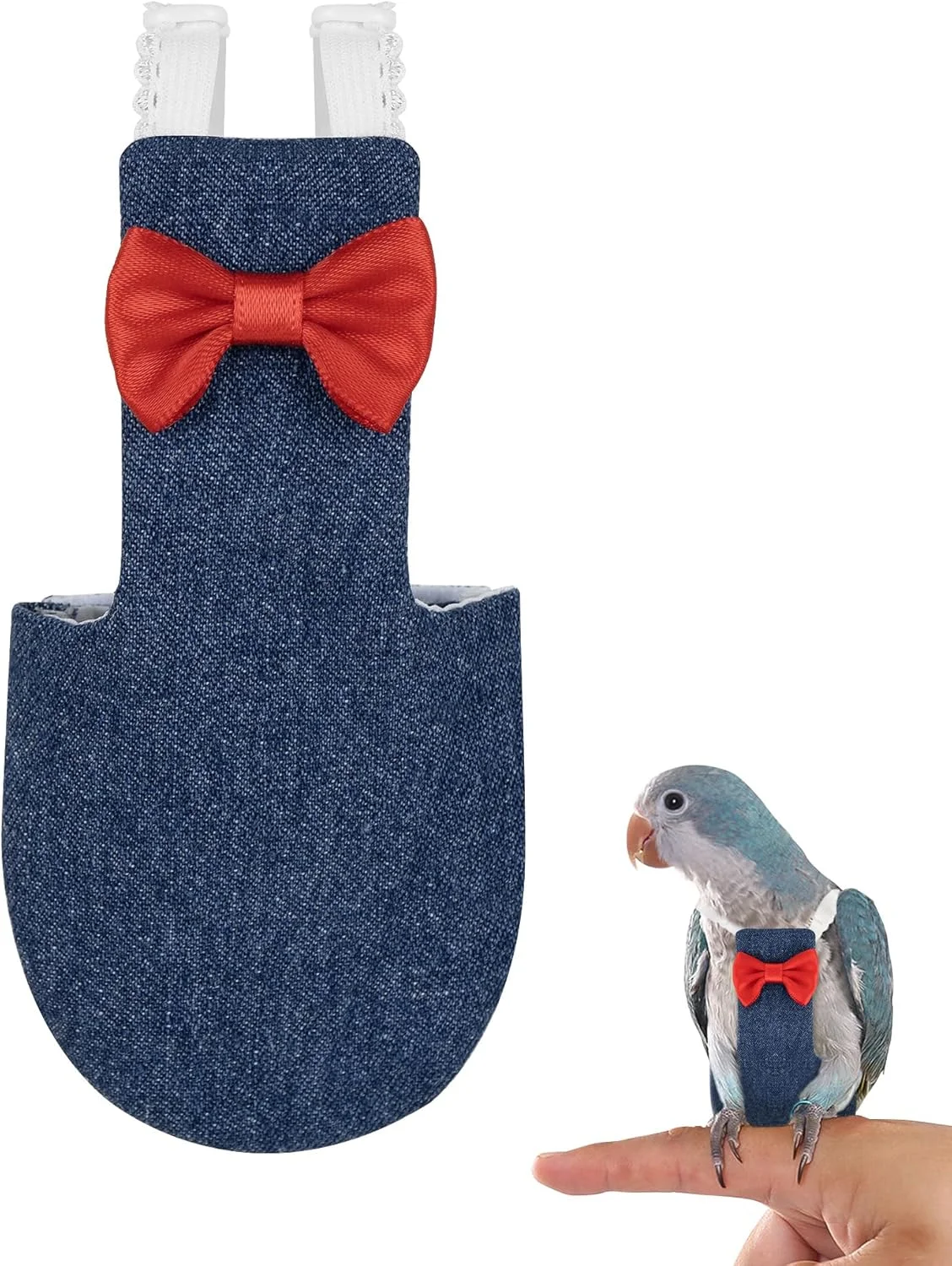 لباس طوطی CAIRIAC - لباس پرواز پرنده با بندهای قابل تنظیم، هارنس، پوشک با طناب آموزشی (1 عدد، جین، سایز M) لباس طوطی CAIRIAC - لباس پرواز پرنده با بندهای قابل تنظیم، هارنس، پوشک با طناب آموزشی (1 عدد، جین، سایز M)