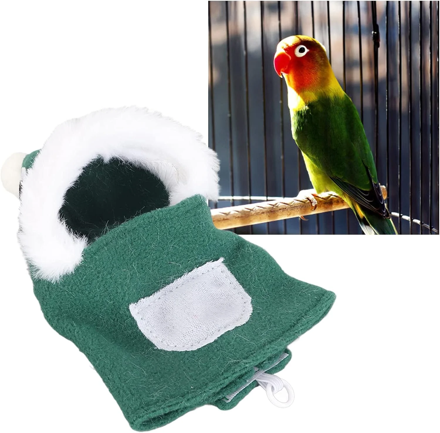 لباس پرنده کریسمس، لباس پوشک پرنده با طراحی قلاب دار سبز نرم برای استفاده روزانه