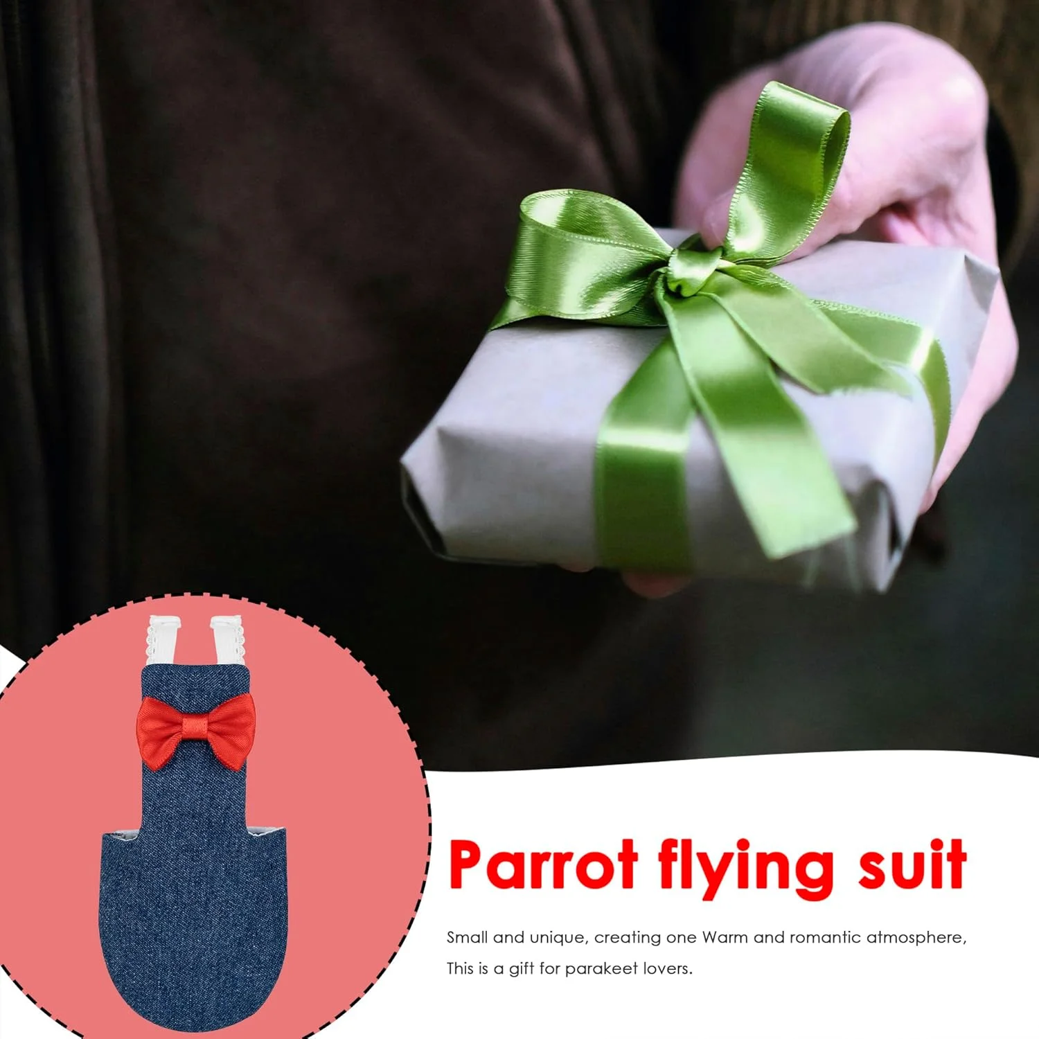 لباس طوطی CAIRIAC - لباس پرواز پرنده با بندهای قابل تنظیم، هارنس، پوشک با طناب آموزشی (1 عدد، جین، سایز M)