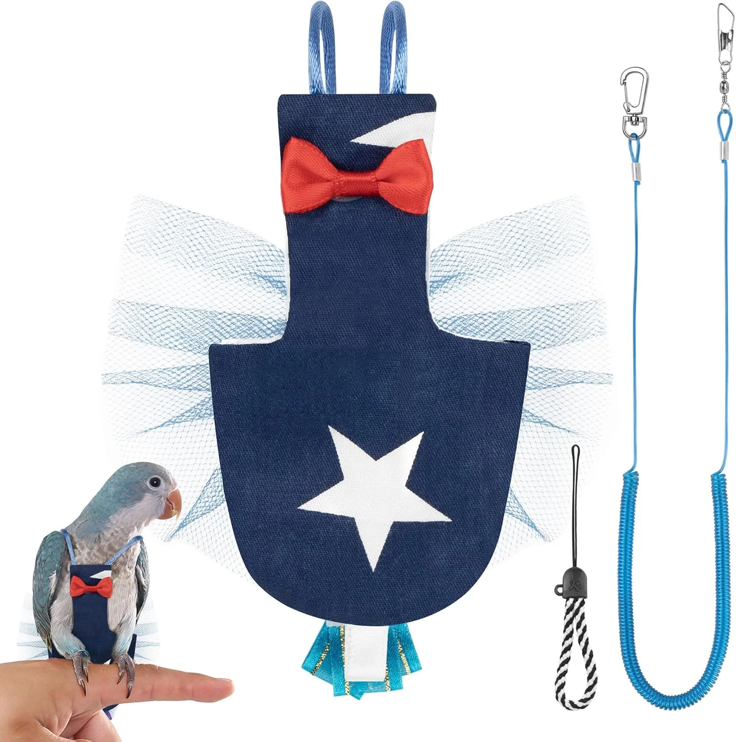 پوشک قابل تنظیم طوطی CAIRIAC، لباس طوطی برای پرندگان، پوشک پرواز پرنده، هارنس پوشک پرنده، پوشک طوطی پرنده با طناب آموزشی الاستیک (آبی تیره، 1 عدد) پوشک قابل تنظیم طوطی CAIRIAC، لباس طوطی برای پرندگان، پوشک پرواز پرنده، هارنس پوشک پرنده، پوشک طوطی پرنده با طناب آموزشی الاستیک (آبی تیره، 1 عدد)
