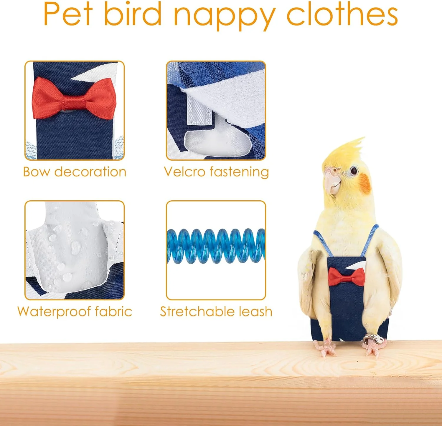 پوشک قابل تنظیم طوطی CAIRIAC، لباس طوطی برای پرندگان، پوشک پرواز پرنده، هارنس پوشک پرنده، پوشک طوطی پرنده با طناب آموزشی الاستیک (آبی تیره، 1 عدد) پوشک قابل تنظیم طوطی CAIRIAC، لباس طوطی برای پرندگان، پوشک پرواز پرنده، هارنس پوشک پرنده، پوشک طوطی پرنده با طناب آموزشی الاستیک (آبی تیره، 1 عدد)