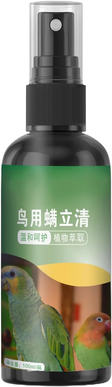 اسپری ضد شپش پرندگان - اسپری تمیز کننده قفس پرنده 100 میلی لیتری برای طوطی - کنترل سریع و طولانی مدت مگس، لوازم حیوانات خانگی خشک شونده سریع برای مرغ، عروس هلندی، بوقلمون و کبوتر