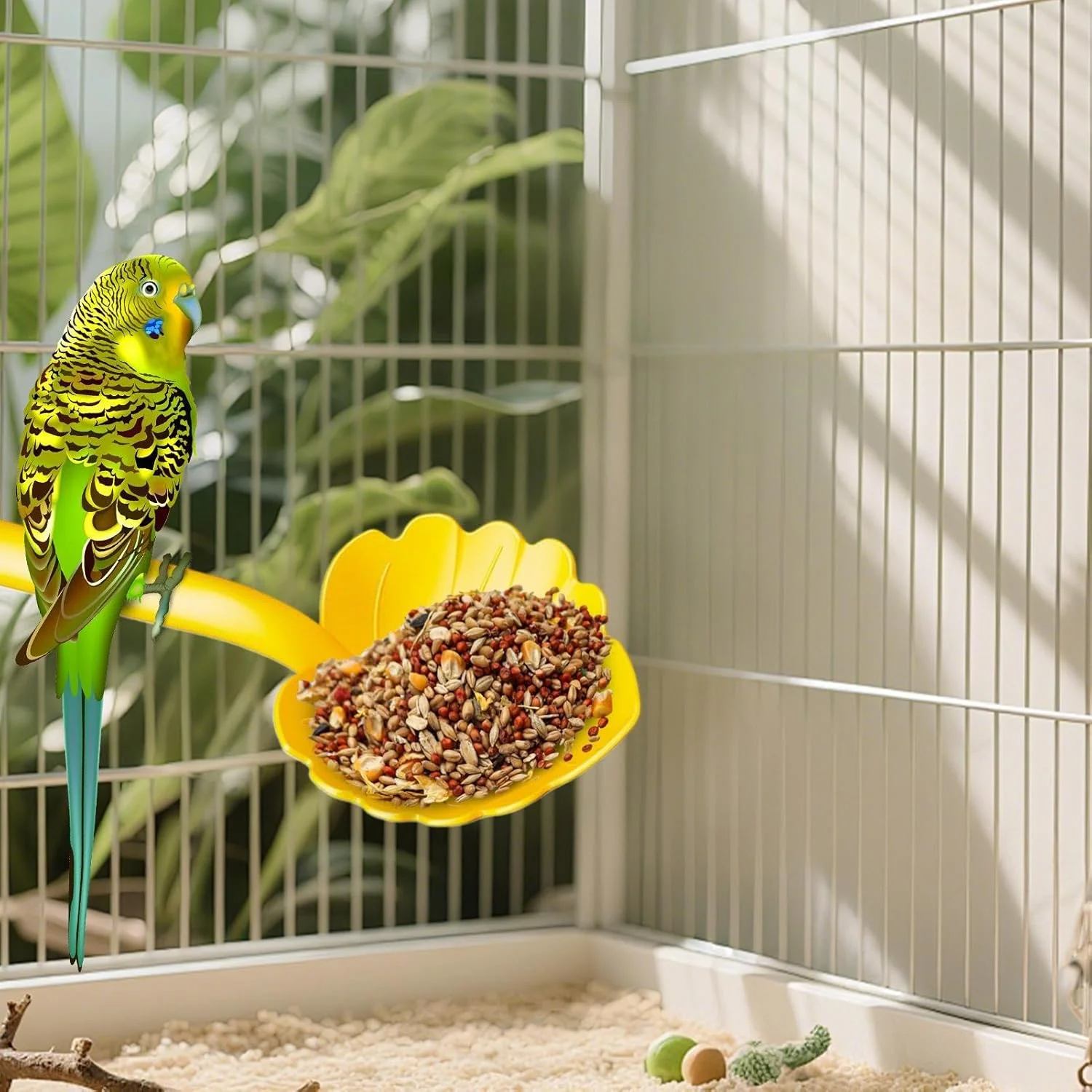 نشیمنگاه پرنده برای قفس - اسباب بازی نشیمنگاه پرنده 2 در 1 به همراه غذاخوری | پایه ظرف غذا برای ساییدن پنجه، جویدن، تغذیه، بالا رفتن فنچ، مرغ عشق، گنجشک، مرغ مگس خوار، ماکائو، مرغ عشق نشیمنگاه پرنده برای قفس - اسباب بازی نشیمنگاه پرنده 2 در 1 به همراه غذاخوری | پایه ظرف غذا برای ساییدن پنجه، جویدن، تغذیه، بالا رفتن فنچ، مرغ عشق، گنجشک، مرغ مگس خوار، ماکائو، مرغ عشق