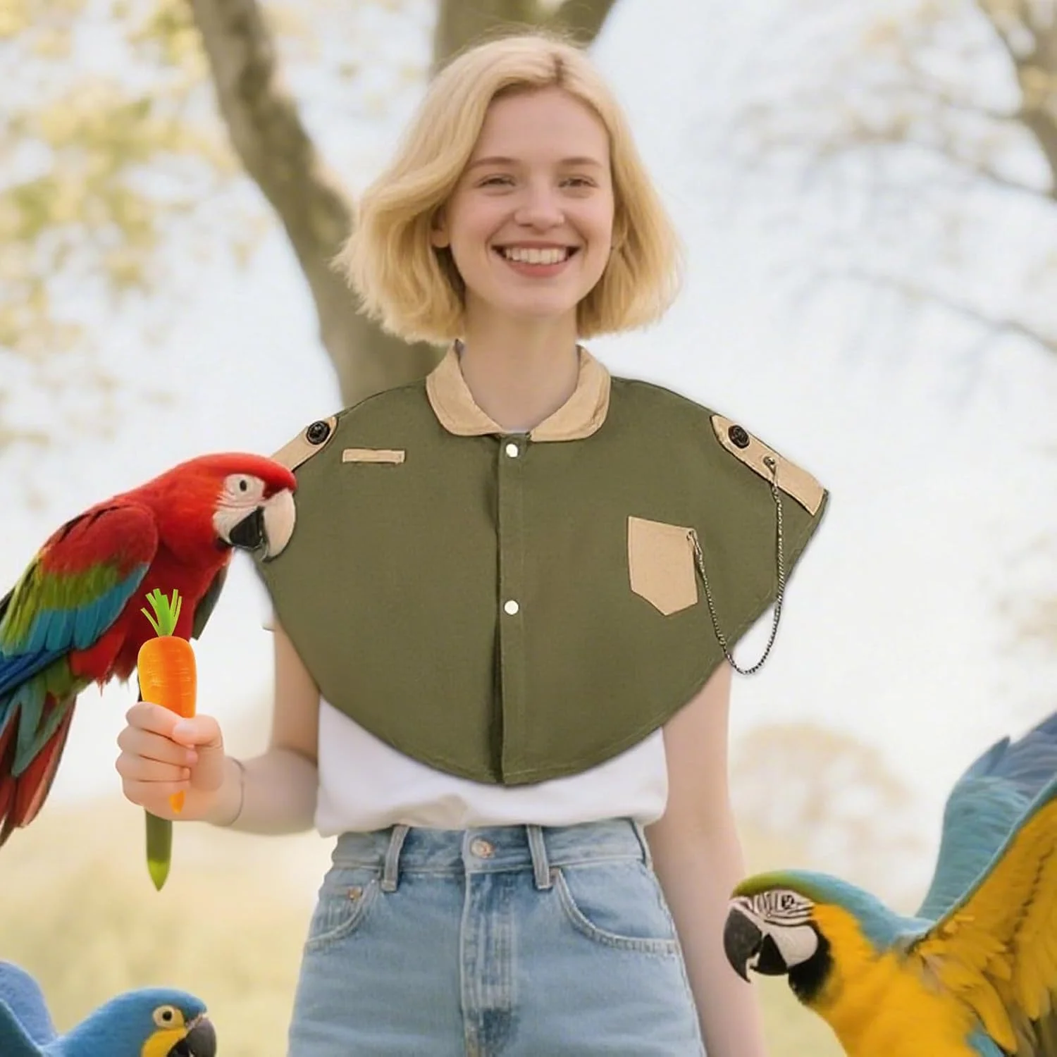 محافظ شانه پرنده - پوشک آموزشی پرنده - شال ضد خش آموزش طوطی با جیب برای طوطی خاکستری آفریقایی، کانور، عروس هلندی، مرغ عشق، فنچ و مرغ آفتاب محافظ شانه پرنده - پوشک آموزشی پرنده - شال ضد خش آموزش طوطی با جیب برای طوطی خاکستری آفریقایی، کانور، عروس هلندی، مرغ عشق، فنچ و مرغ آفتاب