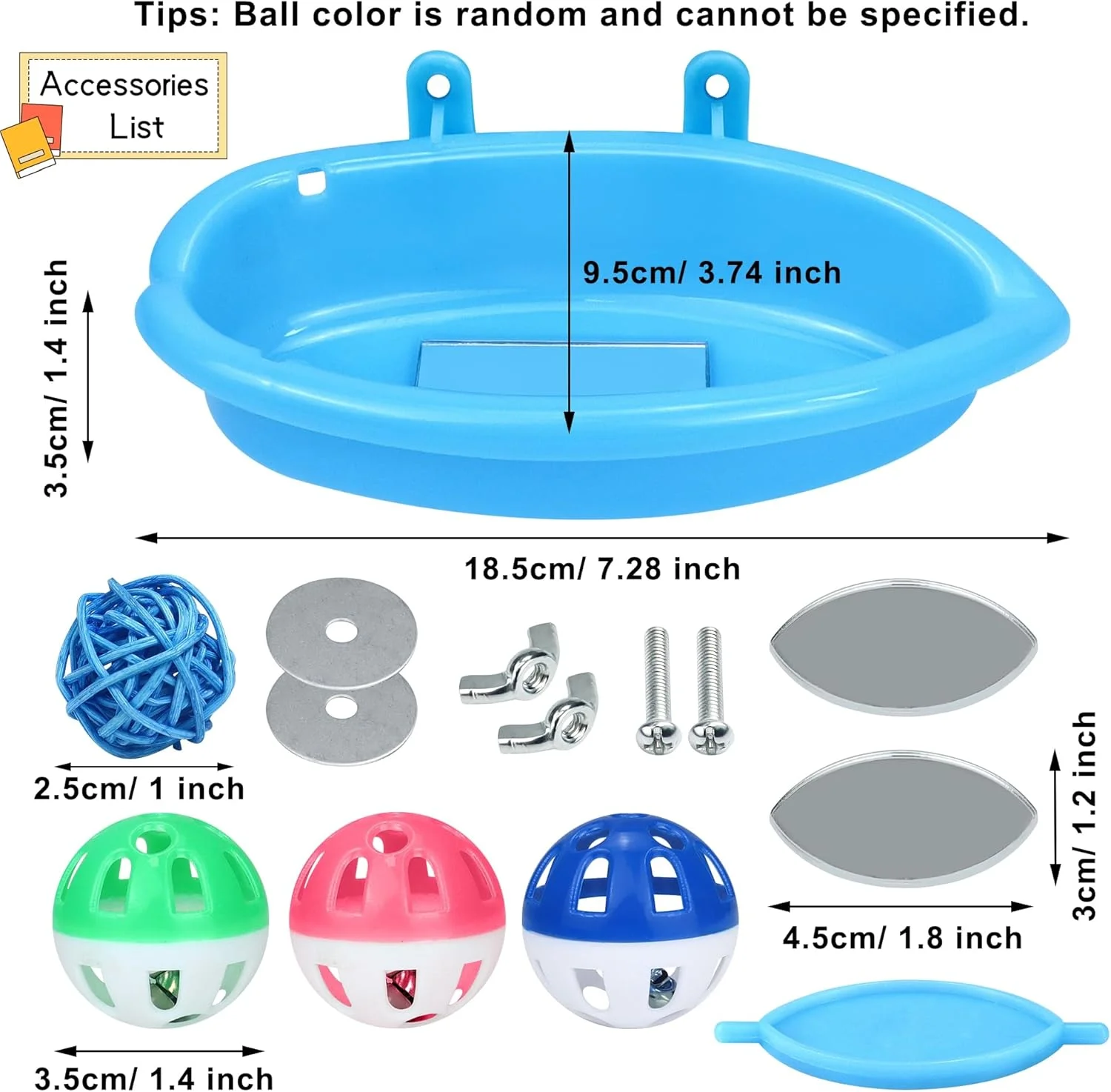 حمام پرنده برای قفس با دو آینه و 3 توپ آویزان، وان حمام مرغ عشق، ظرف غذای پرنده، سینی دوش، وان حمام طوطی، لوازم جانبی اسباب بازی مرغ عشق برای مرغ عشق، پاراکیت، قناری، لوازم جانبی قفس پرنده حمام پرنده برای قفس با دو آینه و 3 توپ آویزان، وان حمام مرغ عشق، ظرف غذای پرنده، سینی دوش، وان حمام طوطی، لوازم جانبی اسباب بازی مرغ عشق برای مرغ عشق، پاراکیت، قناری، لوازم جانبی قفس پرنده