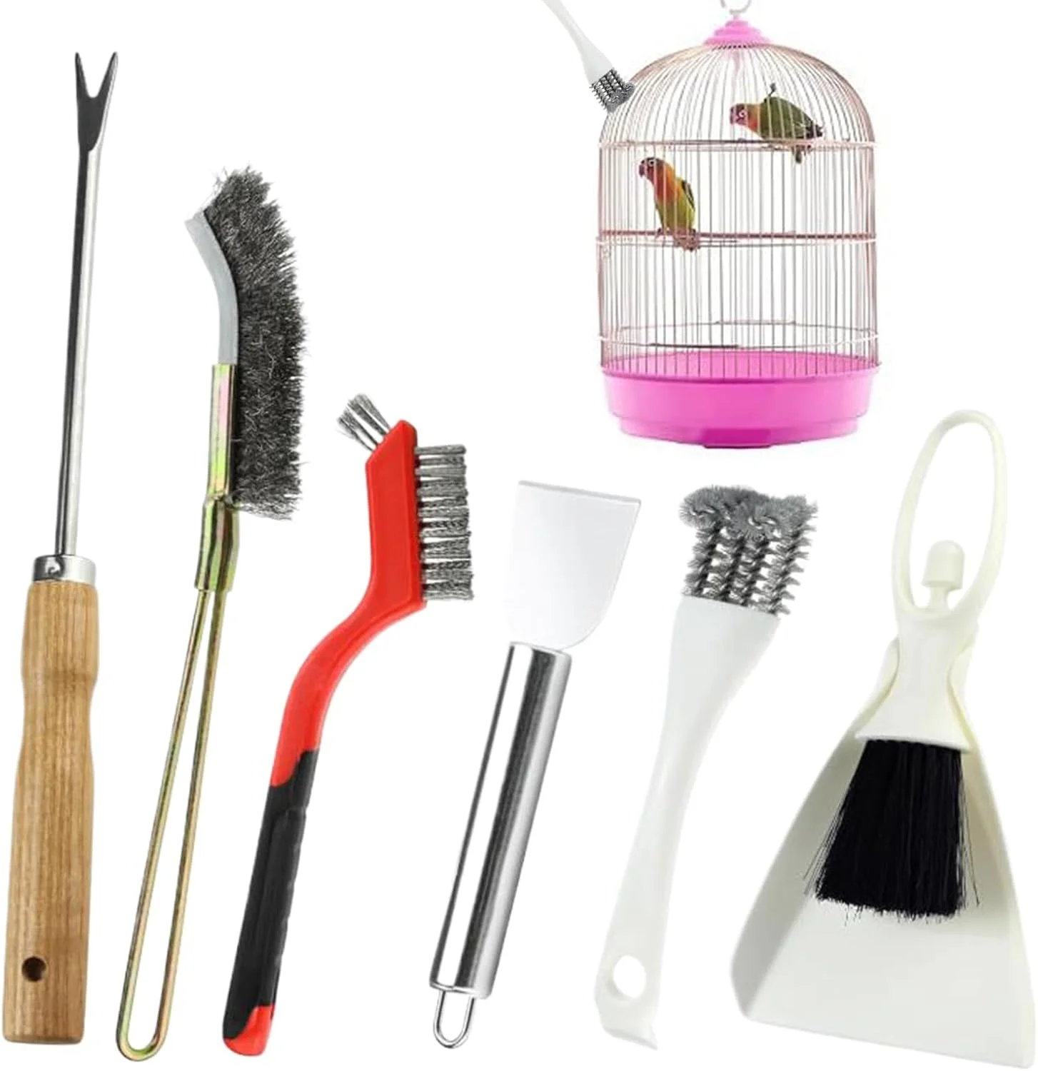 لوازم نظافت قفس پرنده، پاک کننده مدفوع قفس پرنده - 1 ست برس لوازم حیوانات خانگی برای پاسیو بیرونی، مرغ مگس خوار، همستر، خرگوش، طوطی، کانور لوازم نظافت قفس پرنده، پاک کننده مدفوع قفس پرنده - 1 ست برس لوازم حیوانات خانگی برای پاسیو بیرونی، مرغ مگس خوار، همستر، خرگوش، طوطی، کانور