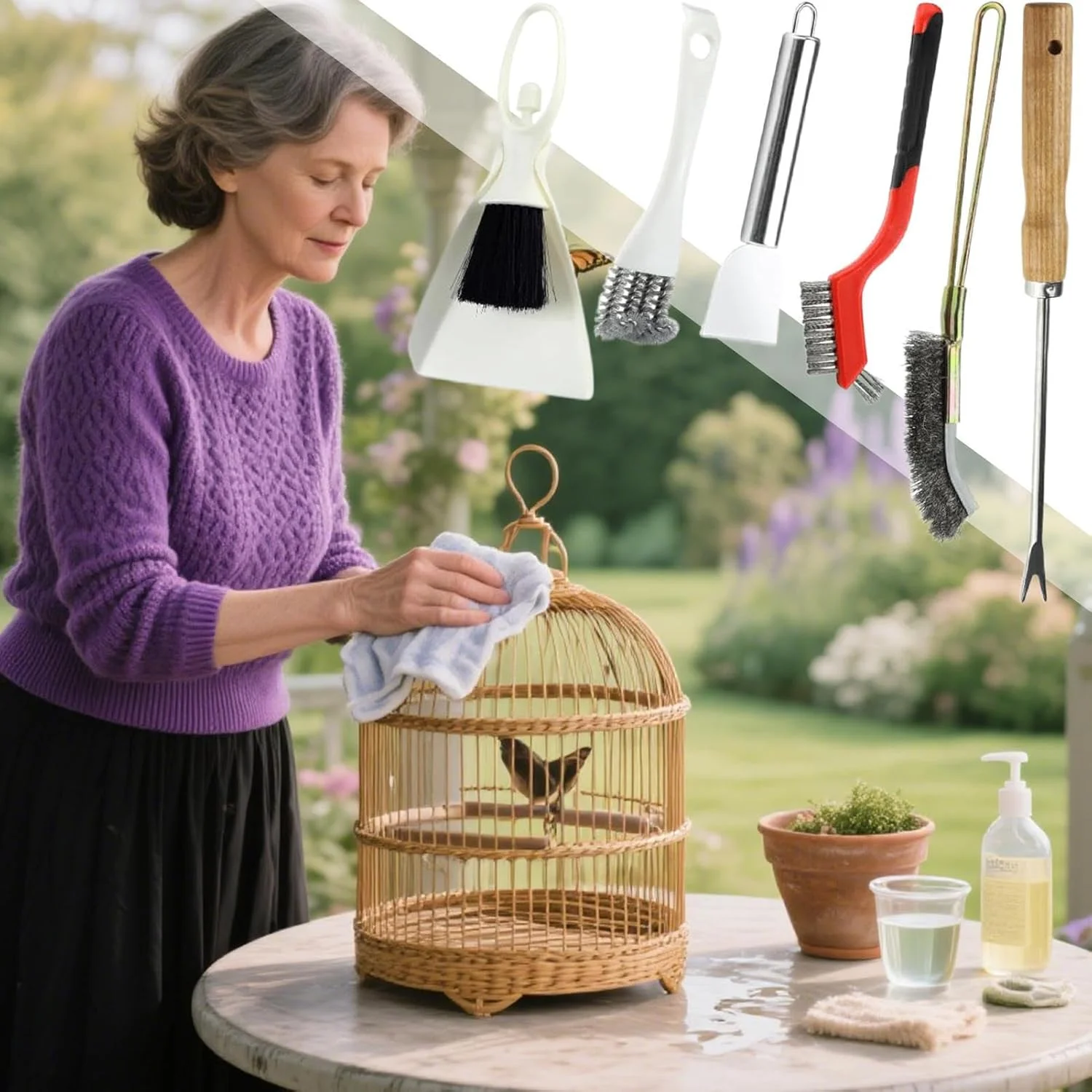 لوازم تمیز کردن قفس پرنده - کاردک تمیز کننده فضولات پرنده، 1 ست برس لوازم حیوانات خانگی برای پاسیو بیرونی، مرغ مگس خوار، همستر، خرگوش، طوطی، کانور لوازم تمیز کردن قفس پرنده - کاردک تمیز کننده فضولات پرنده، 1 ست برس لوازم حیوانات خانگی برای پاسیو بیرونی، مرغ مگس خوار، همستر، خرگوش، طوطی، کانور