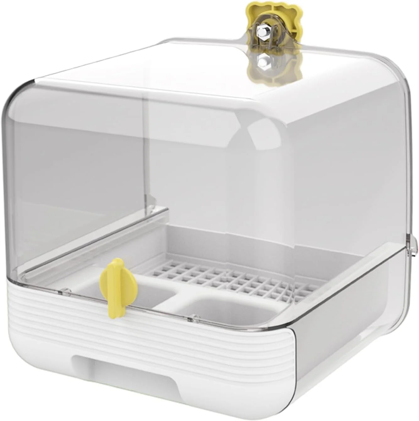 حمام پرنده قفسی - ظرف غذای کشویی طوطی برای قفس - کاسه شفاف 2 در 1 با تمیز کردن سریع برای داخل خانه یا خارج از خانه در باغ حیوانات خانگی