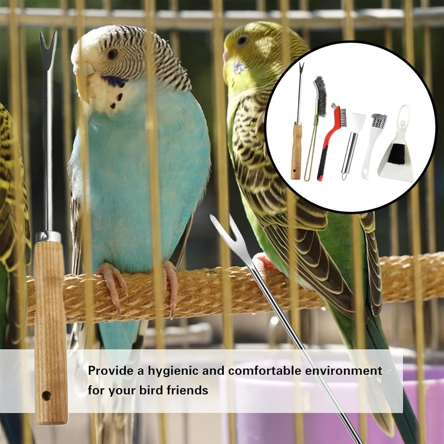 برس تمیز کننده قفس پرنده - اسکراپر تمیز کننده فضولات پرنده | 1 ست لوازم جانبی برس بستر برای طوطی کانور، مرغ مگس خوار، همستر، خرگوش، پاسیو بیرونی، حمام پرنده، مرغ عشق برس تمیز کننده قفس پرنده - اسکراپر تمیز کننده فضولات پرنده | 1 ست لوازم جانبی برس بستر برای طوطی کانور، مرغ مگس خوار، همستر، خرگوش، پاسیو بیرونی، حمام پرنده، مرغ عشق