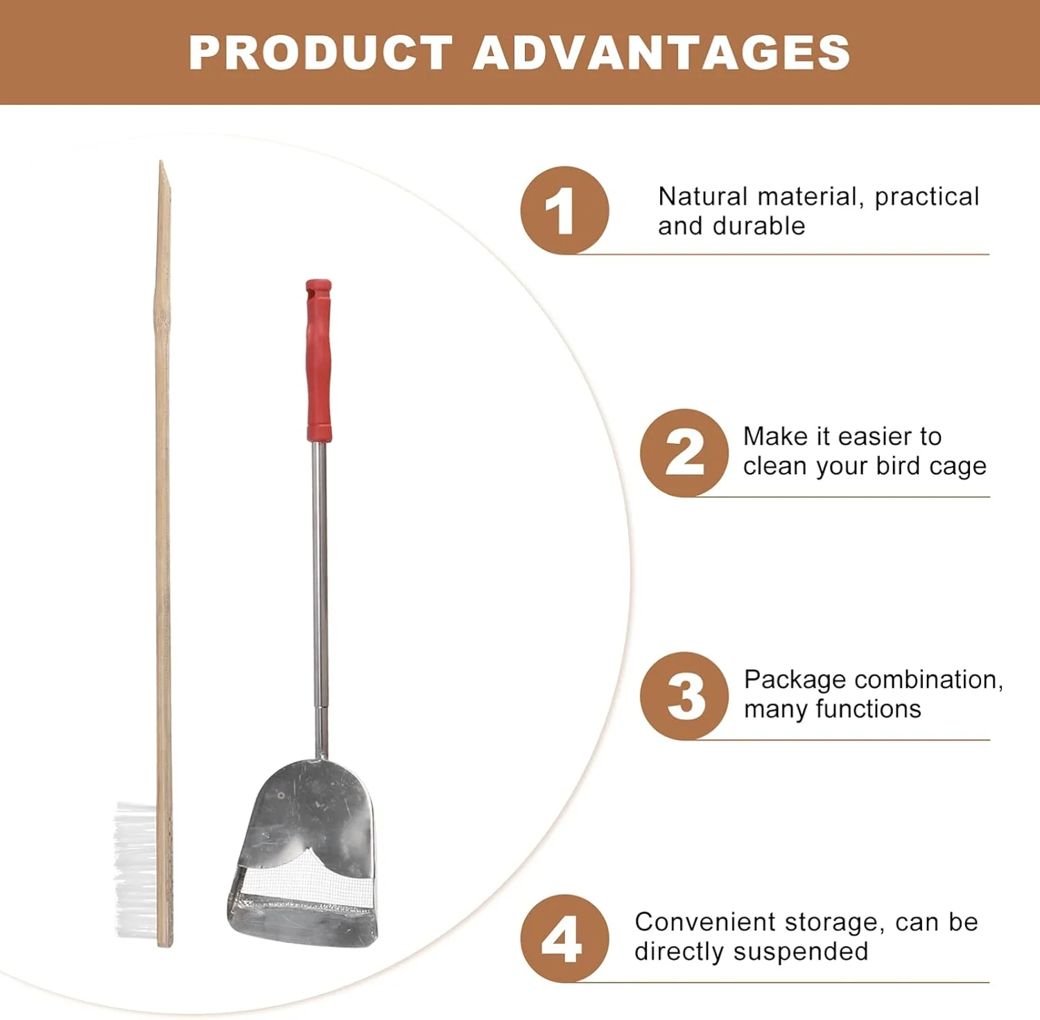 ست ابزار تمیز کردن قفس پرنده: برس تمیز کننده قفس پرندگان با دسته بلند، پاک کننده فضولات پرندگان برای طوطی ماکائو، طوطی برزیلی ست ابزار تمیز کردن قفس پرنده: برس تمیز کننده قفس پرندگان با دسته بلند، پاک کننده فضولات پرندگان برای طوطی ماکائو، طوطی برزیلی