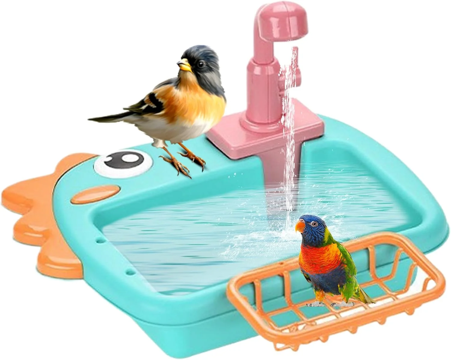 حمام پرنده داخلی | حمام طوطی - وان حمام اتوماتیک حیوانات خانگی با کاسه تغذیه شیر آب برای بالکن فضای باز باغ خانه حیاط خلوت پارک ایوان پاسیو داخلی