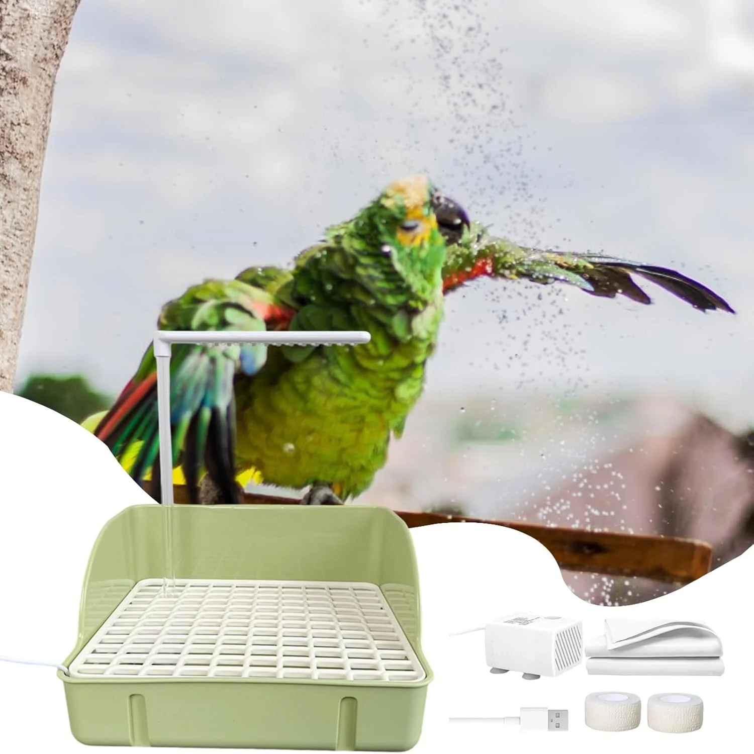 حمام پرنده، حمام اتوماتیک حیوانات خانگی با پمپ | ظرف حمام جادار طوطی، لوازم قفس حیوانات خانگی برای گنجشک، ماکائو، عروس هلندی، کانور، مرغ عشق و پاراکیت حمام پرنده، حمام اتوماتیک حیوانات خانگی با پمپ | ظرف حمام جادار طوطی، لوازم قفس حیوانات خانگی برای گنجشک، ماکائو، عروس هلندی، کانور، مرغ عشق و پاراکیت