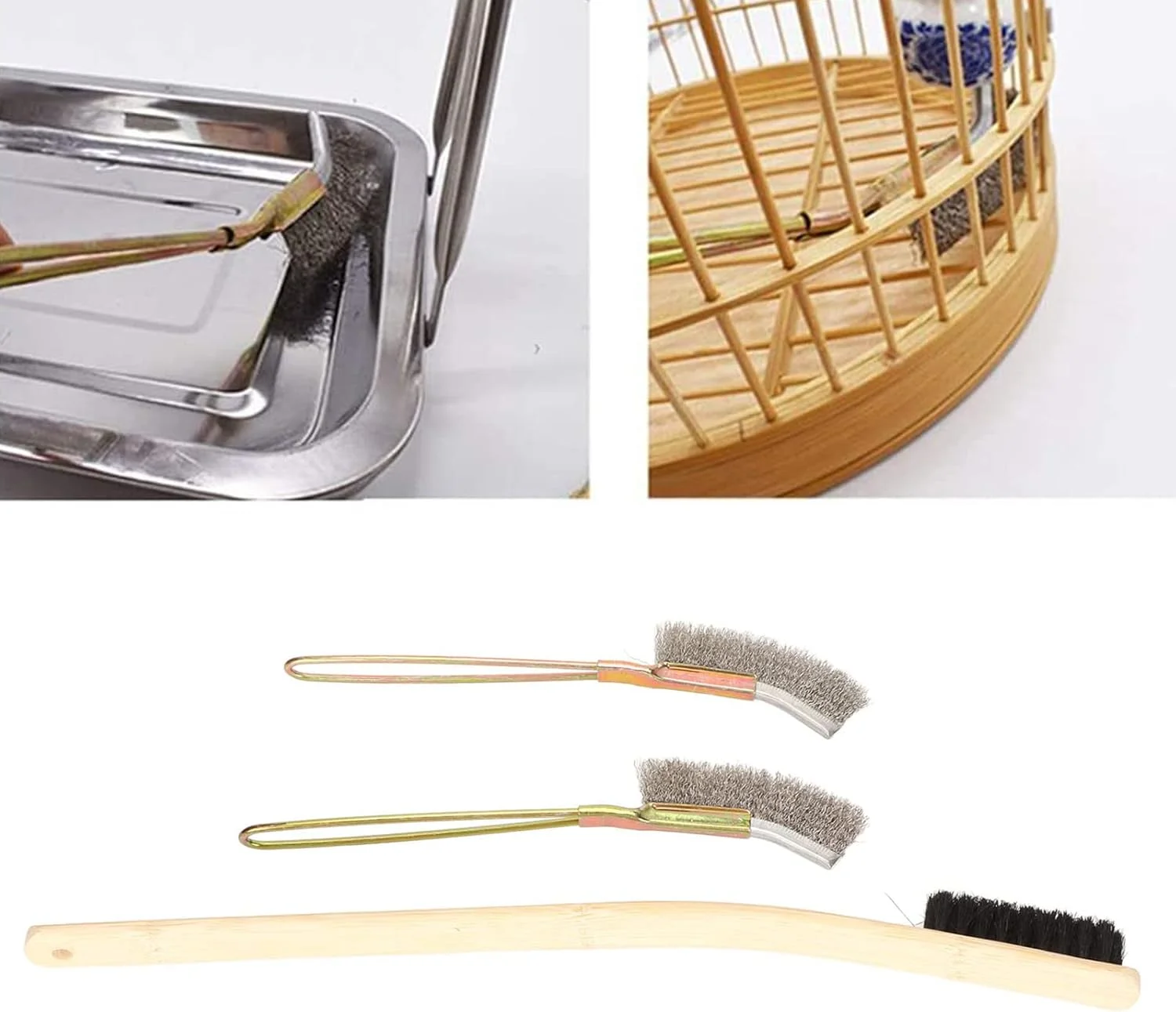 برس تمیز کننده قفس پرنده بامبو، برس تمیز کننده قفس پرنده استیل ضد زنگ با دسته بلند و تمیز کردن آسان برای قفس پرندگان برس تمیز کننده قفس پرنده بامبو، برس تمیز کننده قفس پرنده استیل ضد زنگ با دسته بلند و تمیز کردن آسان برای قفس پرندگان