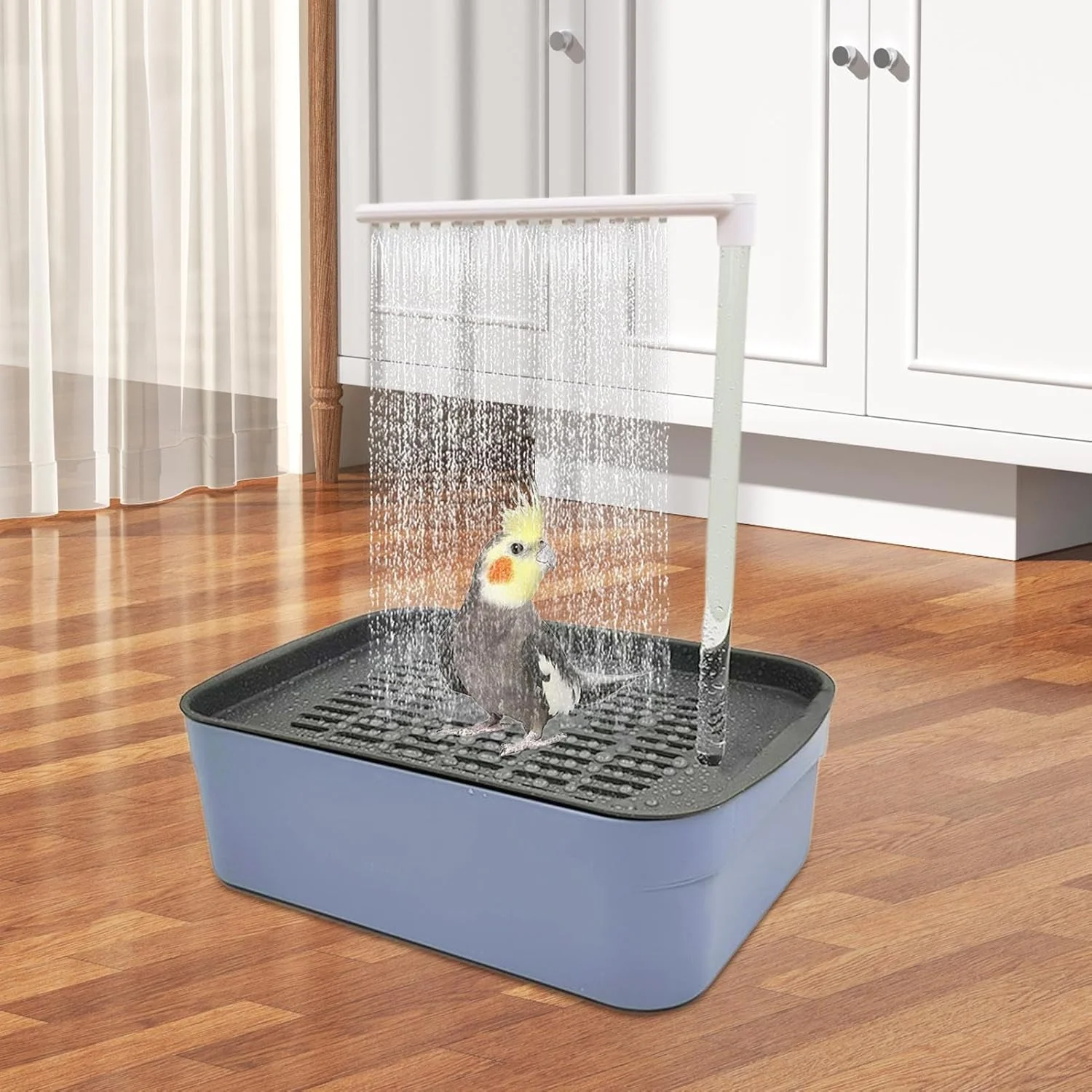 Automatic Bird Bath | Bird Bath Shower Fountain | Cage Accessories Tub for Conures Small Medium Parakeets Cockatiel African Grey Pets Automatic Bird Bath | Bird Bath Shower Fountain | Cage Accessories Tub for Conures Small Medium Parakeets Cockatiel African Grey Pets