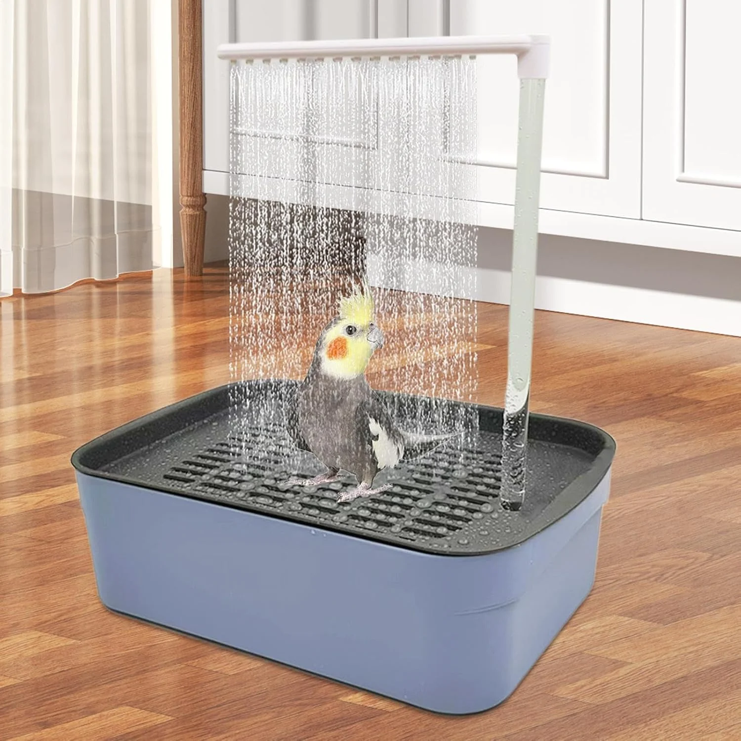 Automatic Bird Bath | Bird Bath Shower Fountain | Cage Accessories Tub for Conures Small Medium Parakeets Cockatiel African Grey Pets Automatic Bird Bath | Bird Bath Shower Fountain | Cage Accessories Tub for Conures Small Medium Parakeets Cockatiel African Grey Pets