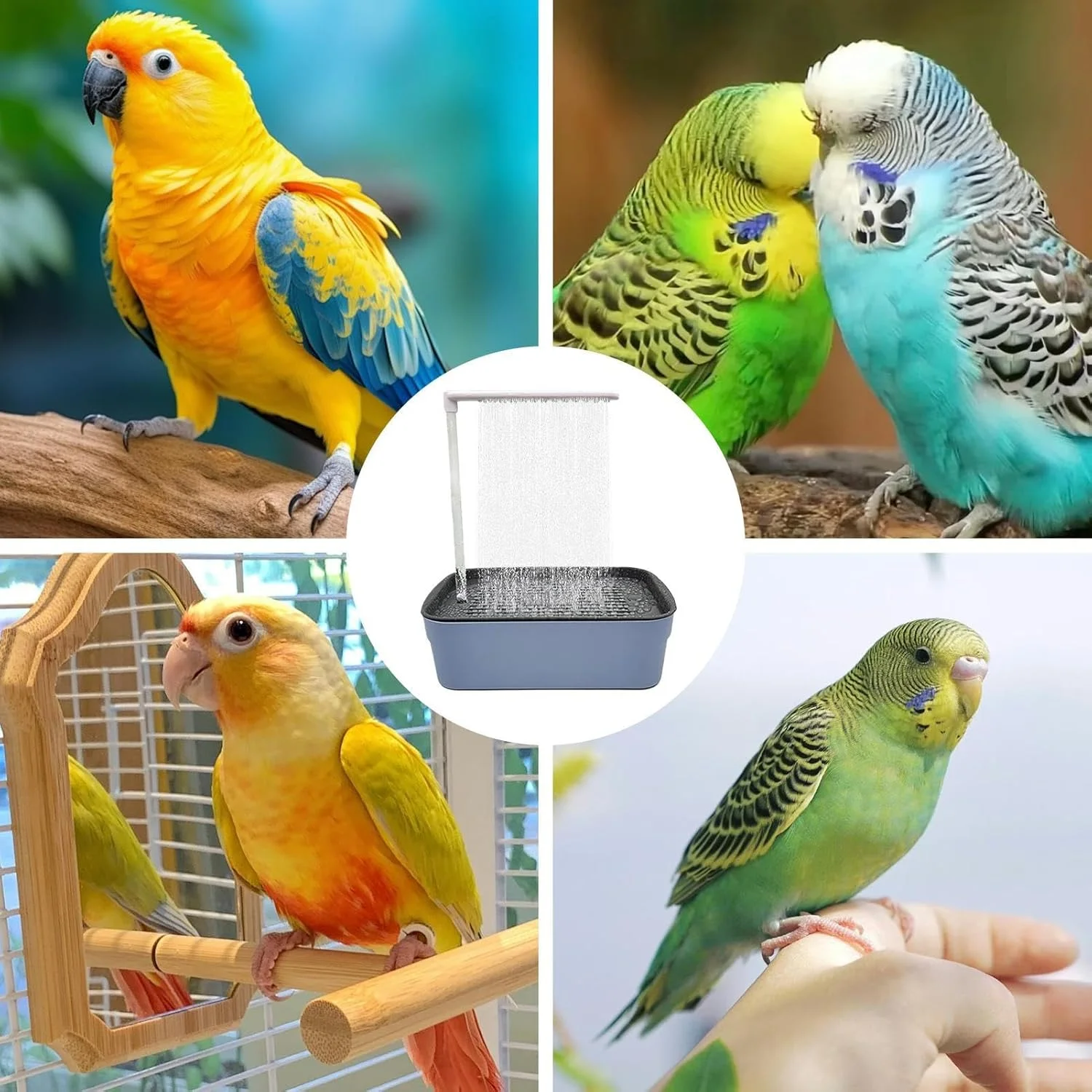حمام اتوماتیک طوطی با دوش | جعبه دوش طوطی با آب جاری | وان برقی USB برای طوطی های کوچک و متوسط، عروس هلندی، خاکستری آفریقایی و مرغ عشق حمام اتوماتیک طوطی با دوش | جعبه دوش طوطی با آب جاری | وان برقی USB برای طوطی های کوچک و متوسط، عروس هلندی، خاکستری آفریقایی و مرغ عشق