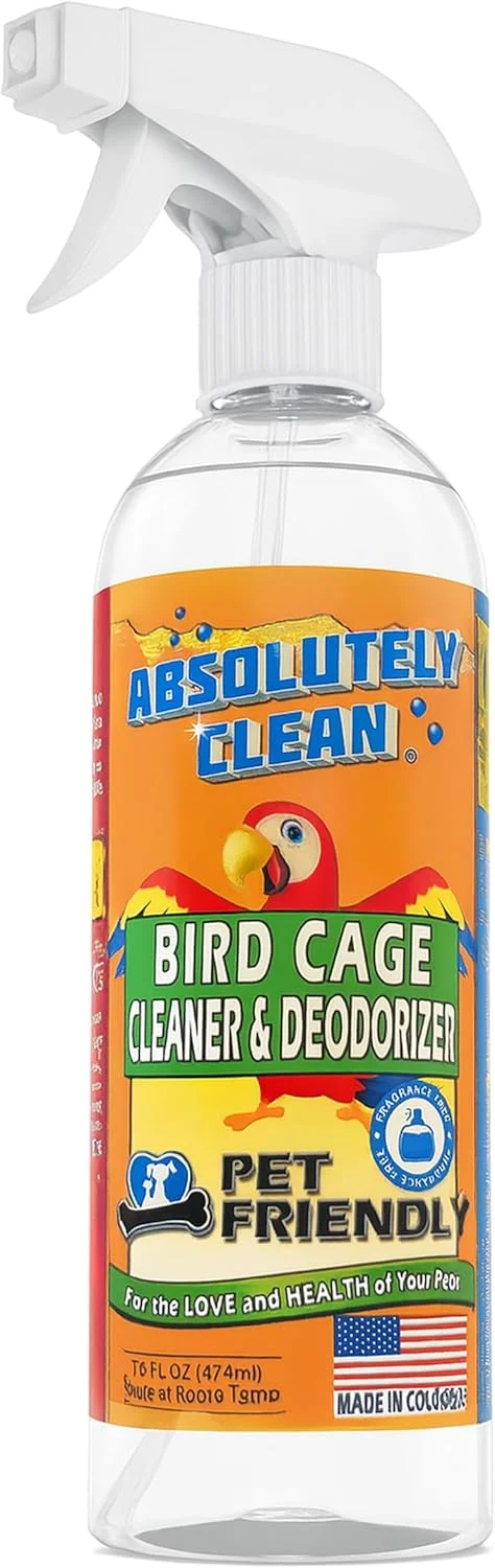 تمیز کننده و خوشبو کننده قفس پرنده Absolutely Clean Amazing - فقط اسپری/پاک کنید - به طور ایمن و آسان فضولات پرنده را به سرعت و به آسانی از بین می برد - مورد تایید دامپزشکان - ساخت ایالات متحده آمریکا