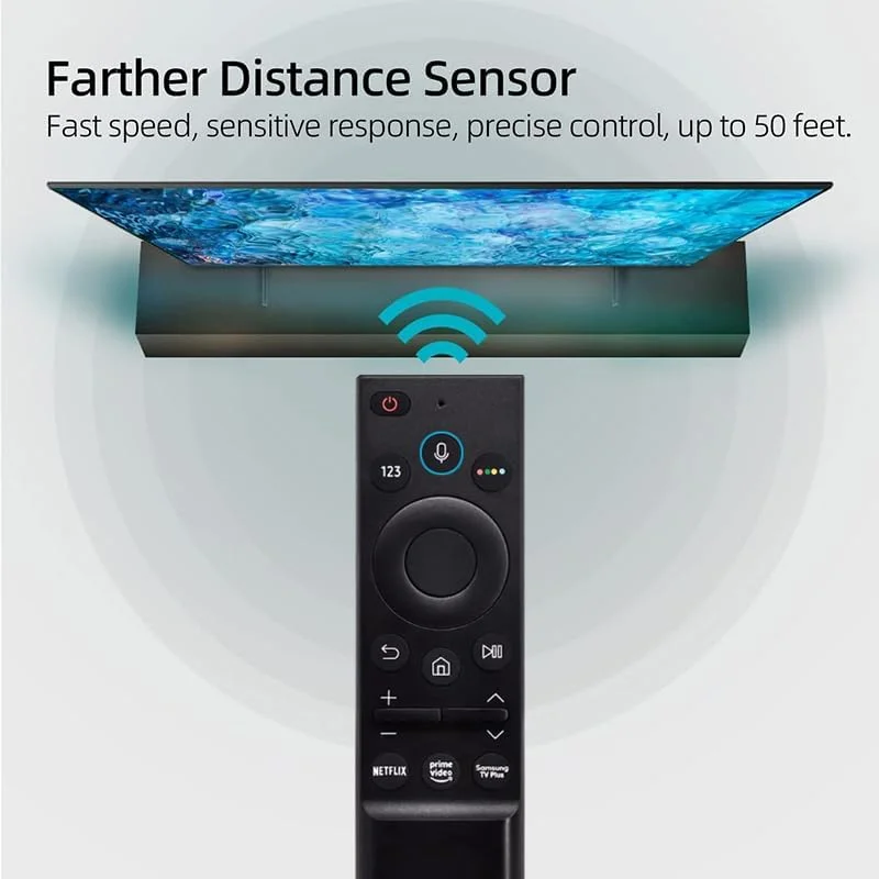 ریموت کنترل جهانی جایگزین برای تلویزیون هوشمند سامسونگ با قابلیت صوتی، سازگار با سری TU8000، TU8300، RU9000، Q60T، Q70T، Q80T، سنسور فاصله 15 متری
