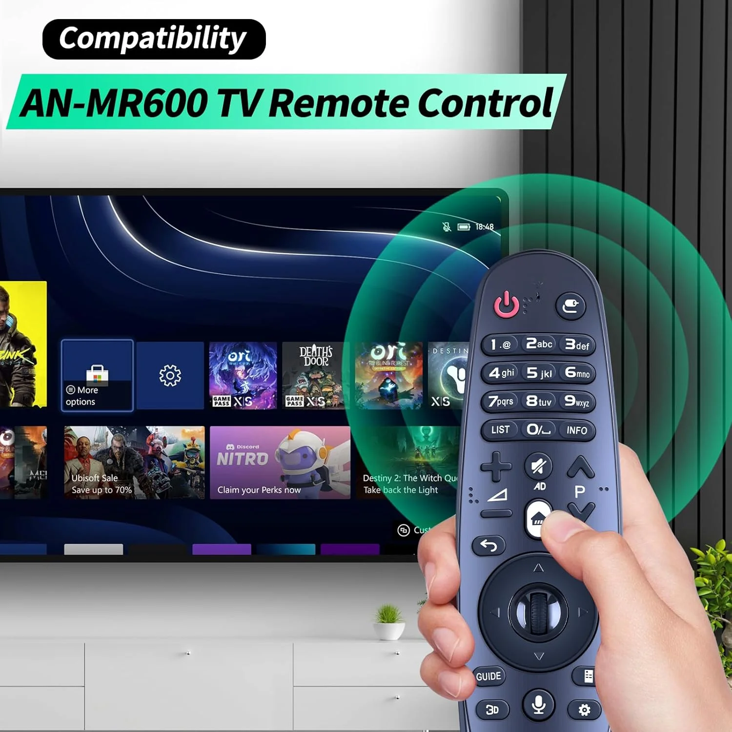 ریموت کنترل جهانی مادون قرمز AN-MR600 برای تلویزیون های ال جی مدل های 55EG910T TB 65EF950T TA 55EG910Y TB 55EG920T TA جایگزین ریموت کنترل ANMR600 (بدون صدا و اسکرول)