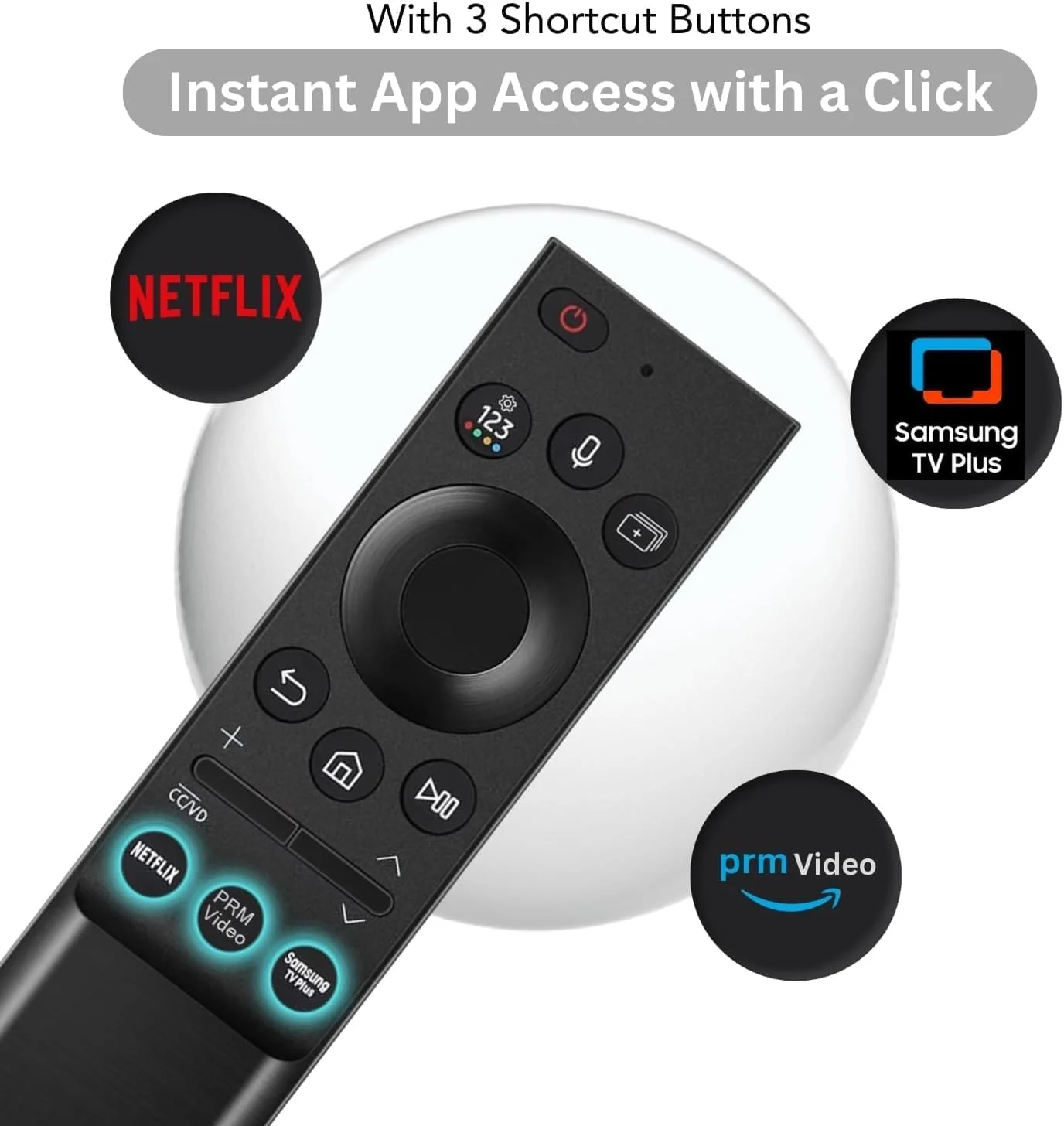 ریموت کنترل صوتی هوشمند تلویزیون یونیورسال سازگار با تمام تلویزیون های سامسونگ LED QLED UHD SUHD HDR LCD 4K 8K Smart TV، با عملکرد صوتی و دکمه هایی برای نتفلیکس، پرایم ویدیو، WWW