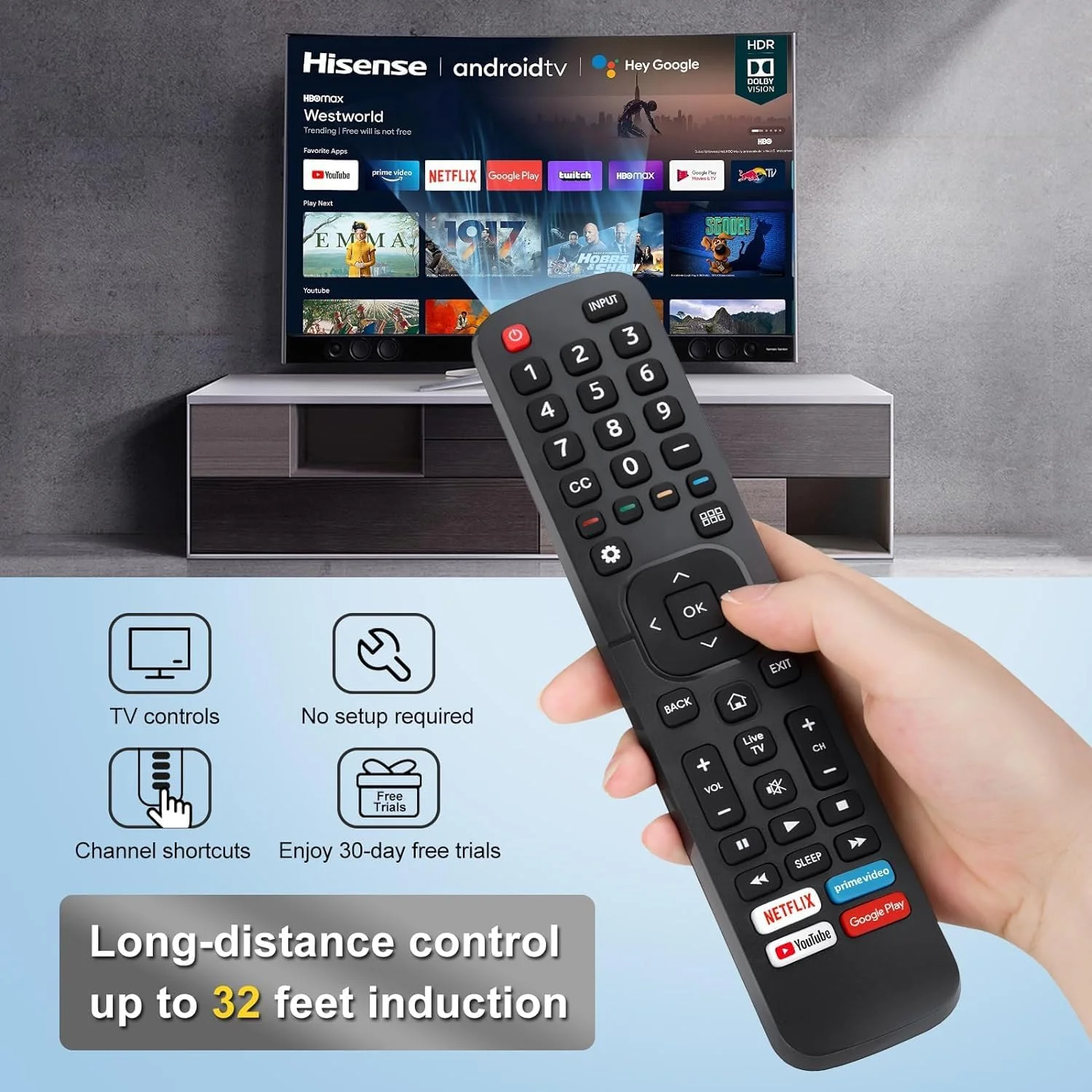 ریموت کنترل یونیورسال برای تلویزیون های هوشمند هایسنس و شارپ، ریموت جایگزین برای تمام تلویزیون های هوشمند ال ای دی و ال سی دی هایسنس و شارپ مدل های ERF2G60H EN2A27 EN2BK27S