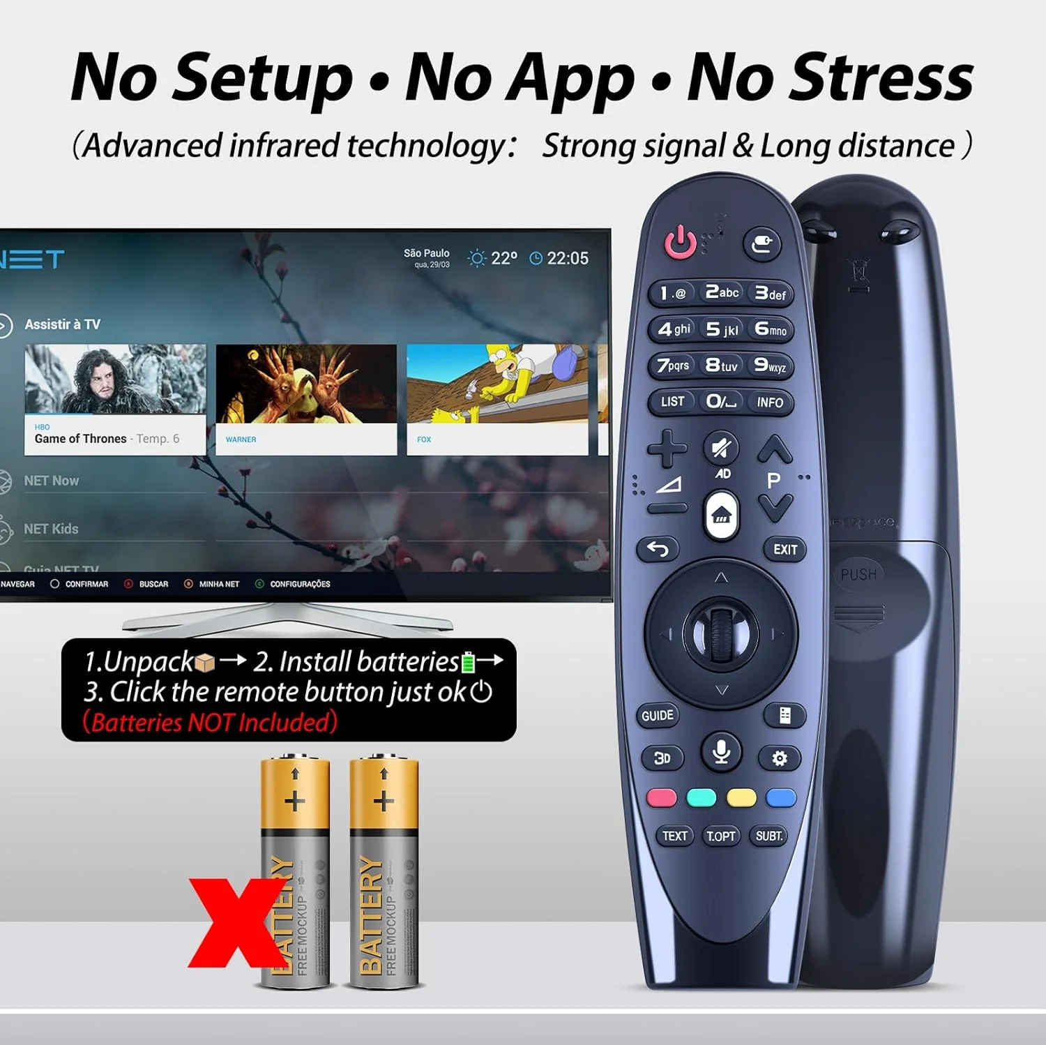 ریموت کنترل جهانی مادون قرمز AN-MR600 برای تلویزیون های ال جی مدل های 55EG910T TB 65EF950T TA 55EG910Y TB 55EG920T TA جایگزین ریموت کنترل ANMR600 (بدون صدا و اسکرول)