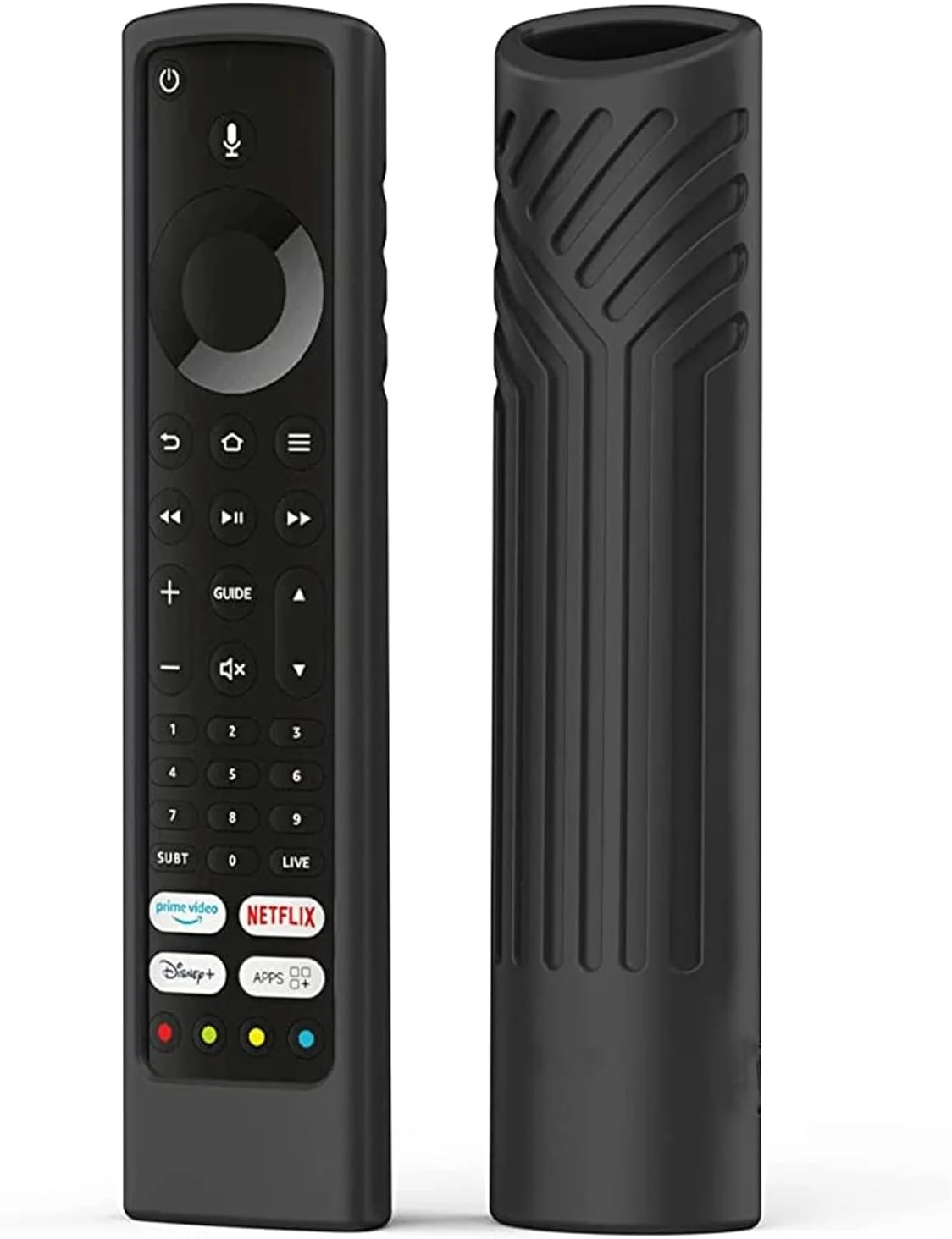 کاور سیلیکونی مشکی ریموت کنترل یونیورسال TERRIFI، ضد ضربه و سازگار با پوست برای ریموت کنترل های صوتی Xiaomi، Bush، Toshiba، JVC Fire TV. ریموت خود را ایمن و شیک نگه دارید