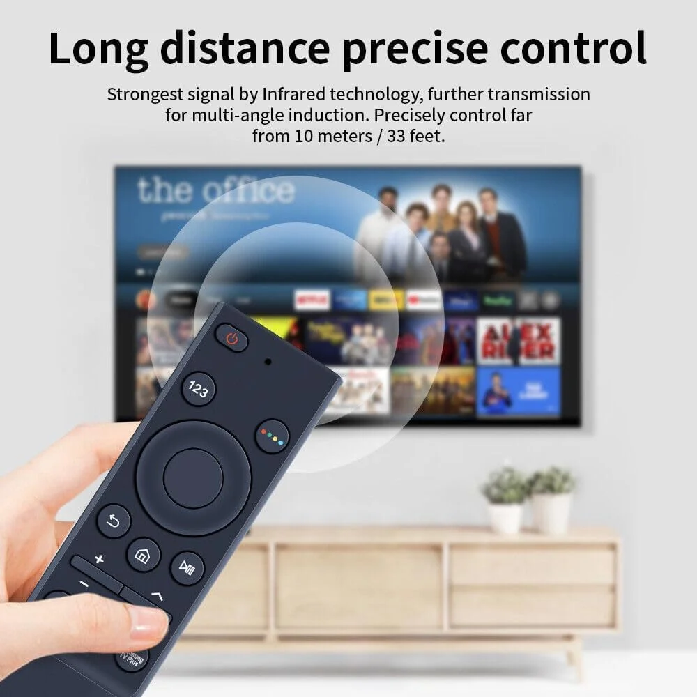 ریموت کنترل تلویزیون یونیورسال اورجینال سازگار با تلویزیون های هوشمند سامسونگ NEO QLED LED مدل های 2016-2024 UE43AU7190 UE50AU7105 GU43AU7179 (Samsung TV (A))