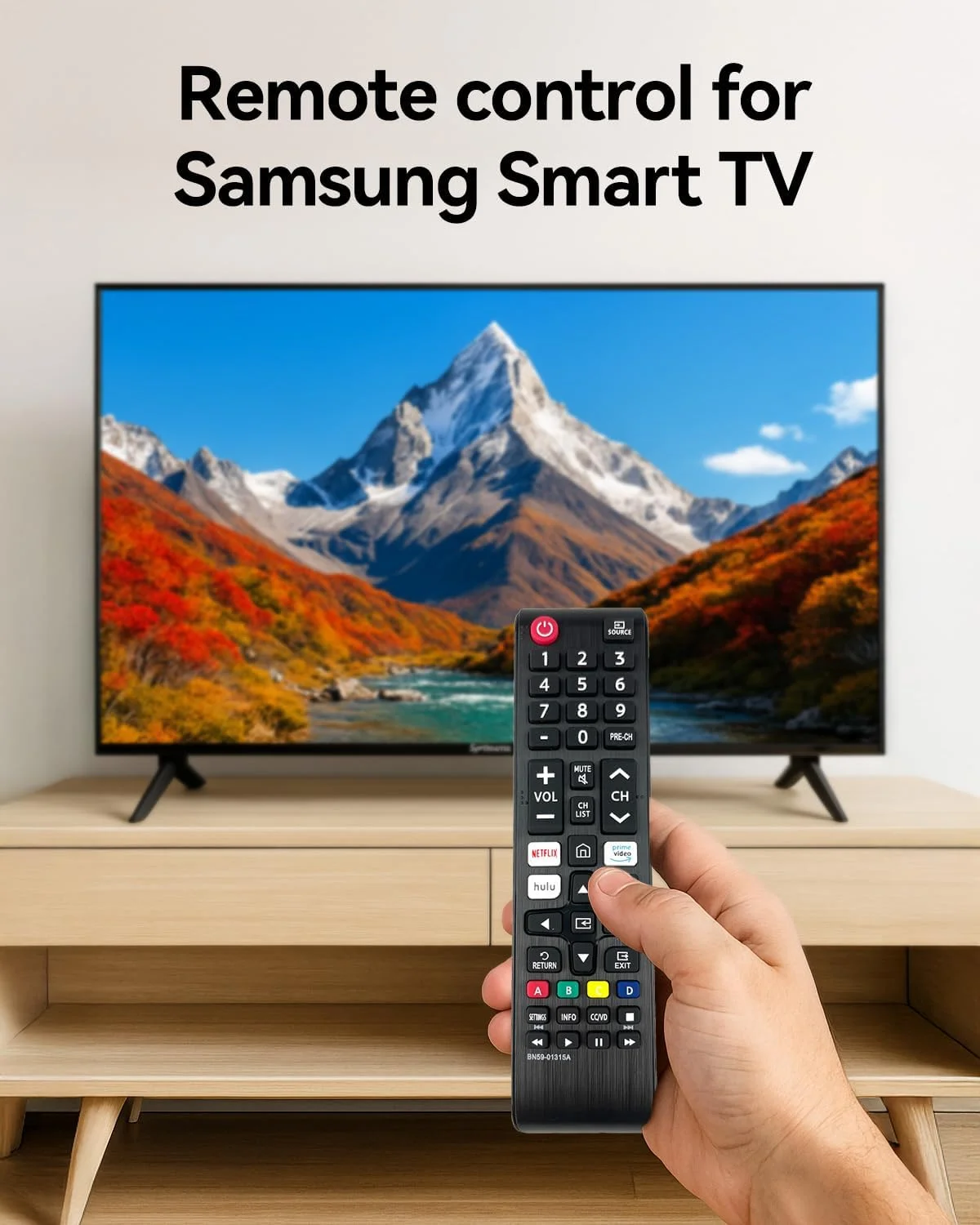 ریموت کنترل جهانی T Tersely سازگار با تلویزیون های هوشمند سامسونگ/LED/LCD/HDTV/4K UHD/سری 3D (TU7000/Q60T/Q70T/Q80T/RU8000) - دارای کلیدهای میانبر Netflix/Prime Video، جایگزین BN59-01315J/E/D