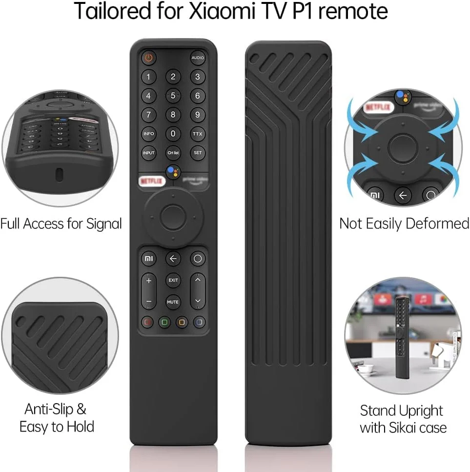 کاور سیلیکونی ضد گرد و غبار SYOSI برای تلویزیون های شیائومی P1/P1E/Q1/Q1E، ریموت کنترل بلوتوثی XMRM-19، محافظ ضد ضربه برای ریموت کنترل تلویزیون هوشمند شیائومی (مشکی)