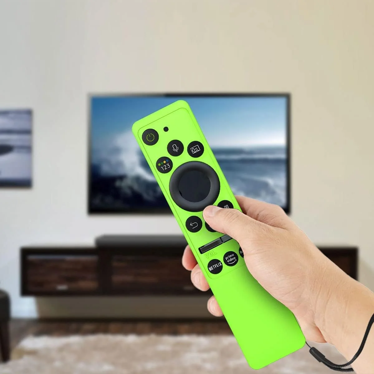 کاور محافظ ریموت کنترل سری SYOSI برای سامسونگ BN59-01312A/01312B، مناسب برای ریموت کنترل تلویزیون های QLED 8K 4K سامسونگ BN59-01312A/01312B، ضد ضربه و لغزش، همراه با بند (قرمز+سبز+آبی)