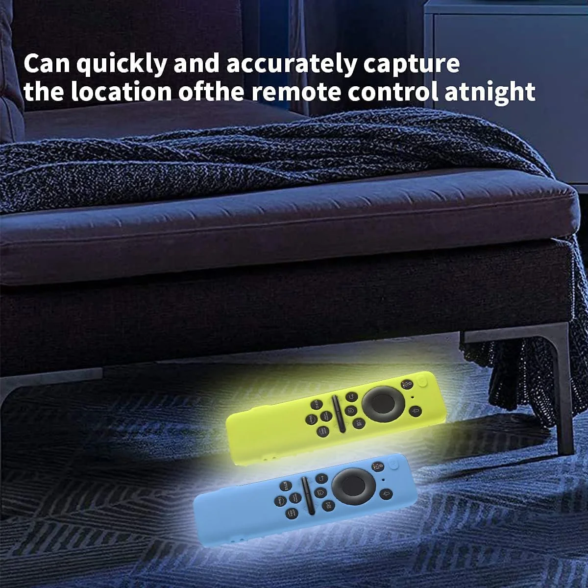 محافظ ریموت کنترل سامسونگ مدل TERRIFI 2023، سازگار با TM2360E / TM2361E BN59-01432A / 01432J، ضد لغزش، مقاوم در برابر ضربه، پوشش محافظ سیلیکونی برای ریموت کنترل تلویزیون هوشمند با سلول خورشیدی (آبی شب‌تاب + سبز شب‌تاب)