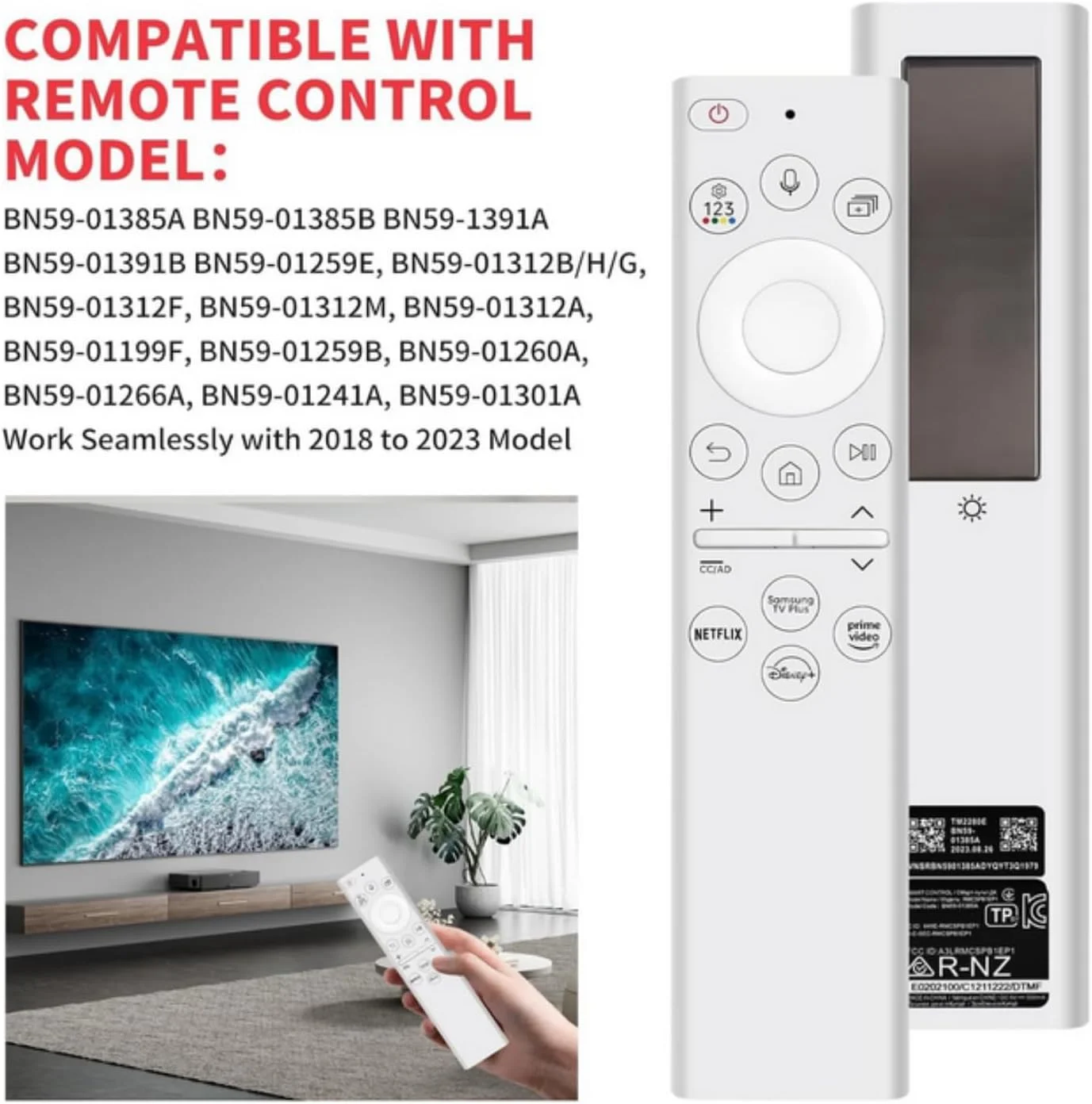 ریموت کنترل صوتی قابل شارژ با سلول خورشیدی SKEIDO مدل BN59-01391A TM2280E RMCSPB1EP1 مناسب تلویزیون های Neo QLED سامسونگ 2021-2022 سری Q70T Q80T Q90T