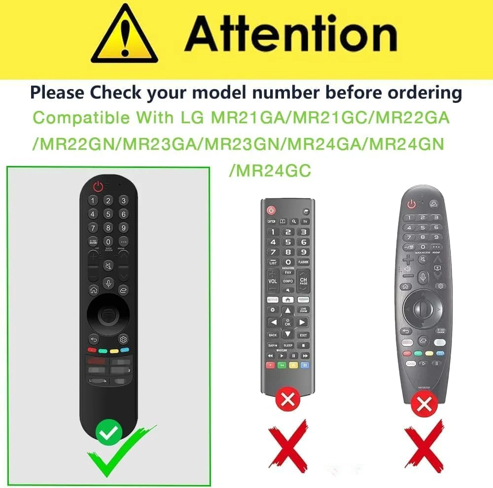 محافظ ریموت کنترل SKEIDO برای ریموت های جادویی تلویزیون ال جی مدل MR24GC/MR23/MR22/MR21 سال های 2023، 2022 و 2021، کاور محافظ سیلیکونی (مشکی)