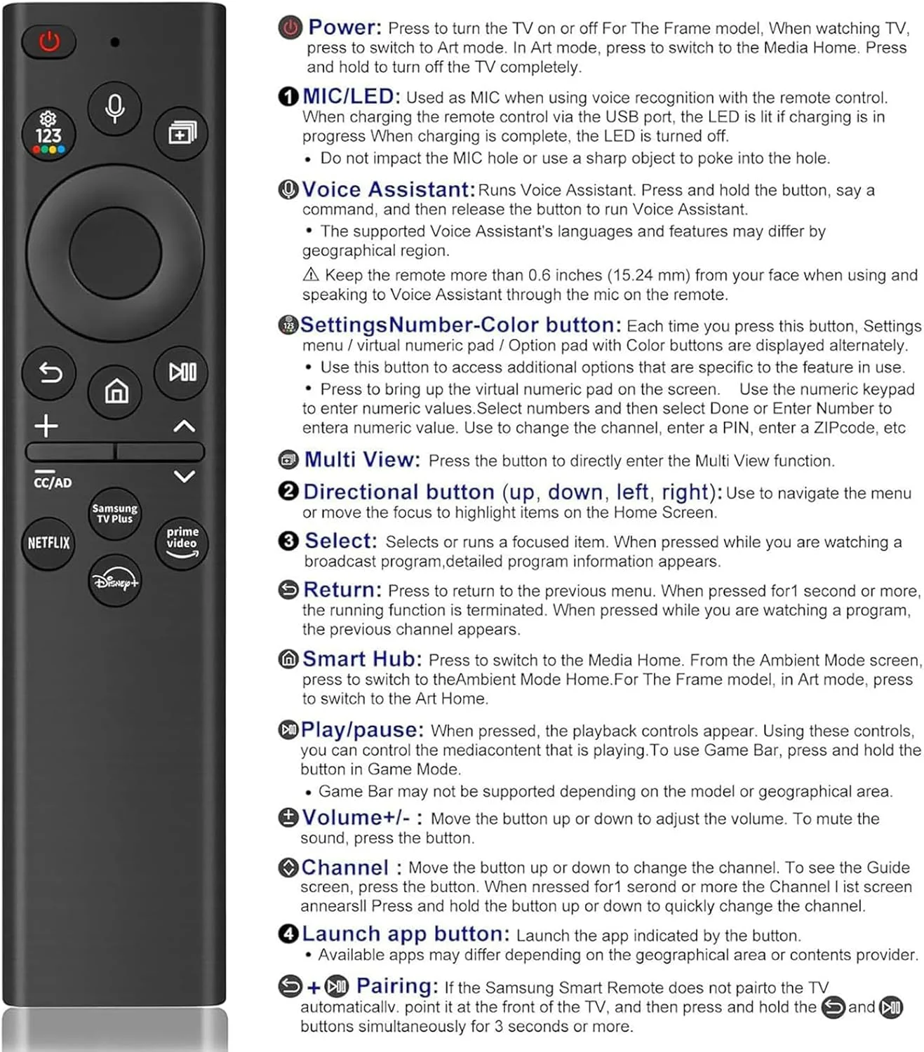 ریموت کنترل جهانی سارائله سازگار با صدا برای تلویزیون ها و مانیتورهای هوشمند سامسونگ: جایگزین BN59-01385A - طراحی شده برای مدل های Frame، Serif، Crystal، Solar، UHD، Neo QLED، OLED، 4K، 8K